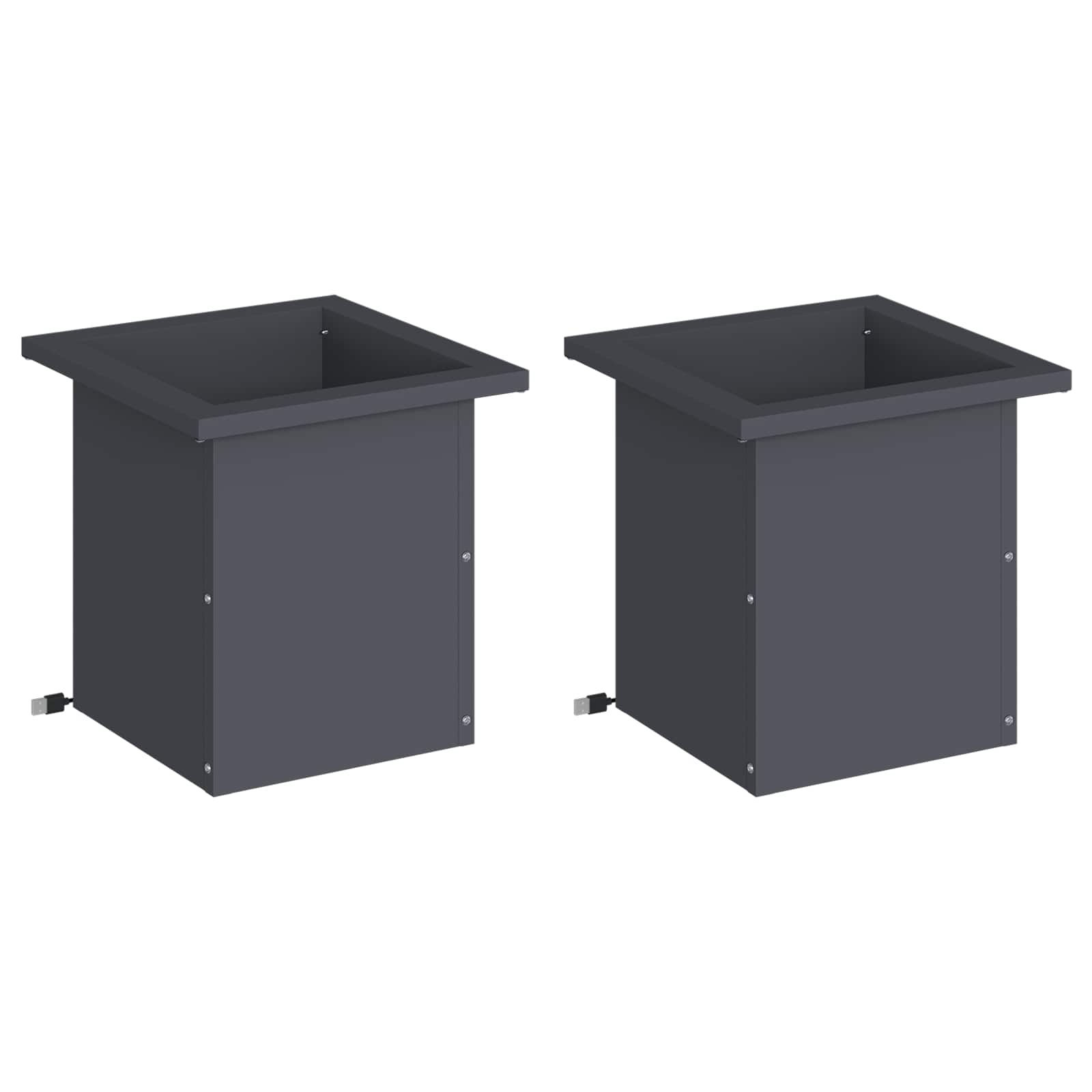 Fioriera da giardino con LED 2 pz Antracite 30 x 30 x 30 cm