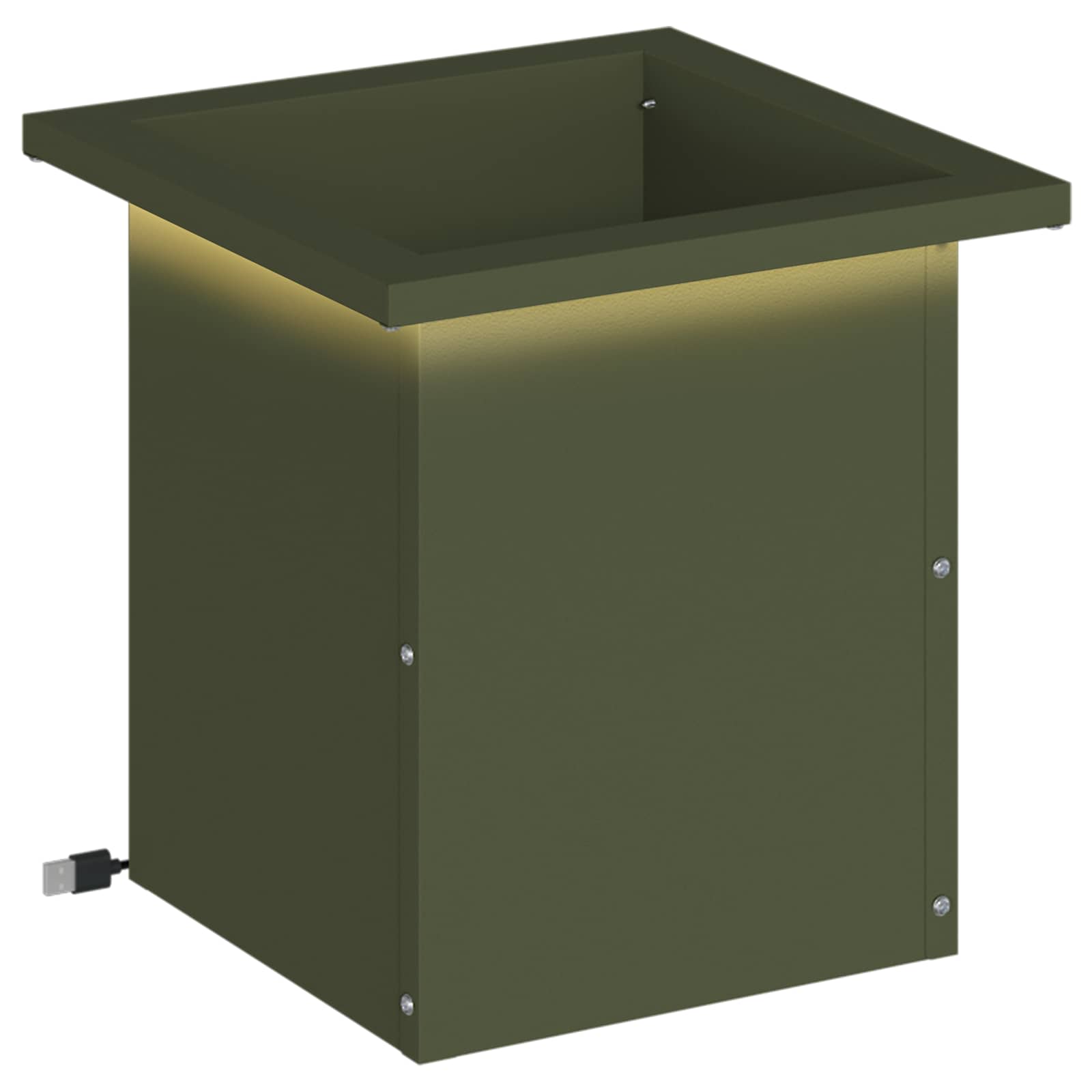 Fioriera da giardino con LED Verde Oliva 30 x 30 x 30 cm