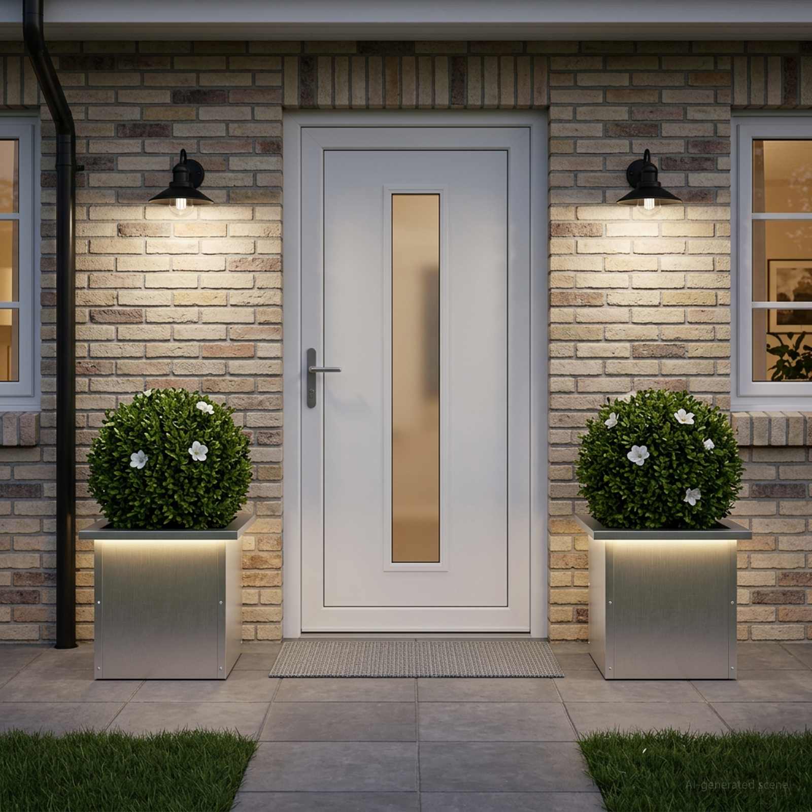 Fioriera da giardino con LED 2 pz Argento 30 x 30 x 30 cm