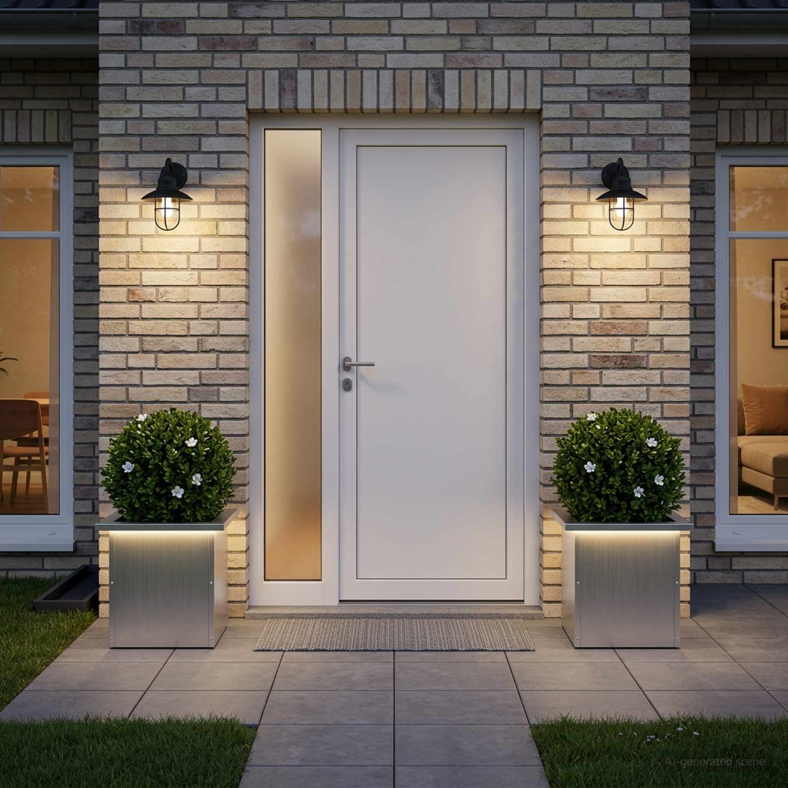 Fioriera da giardino con LED 2 pz Argento 30 x 30 x 30 cm