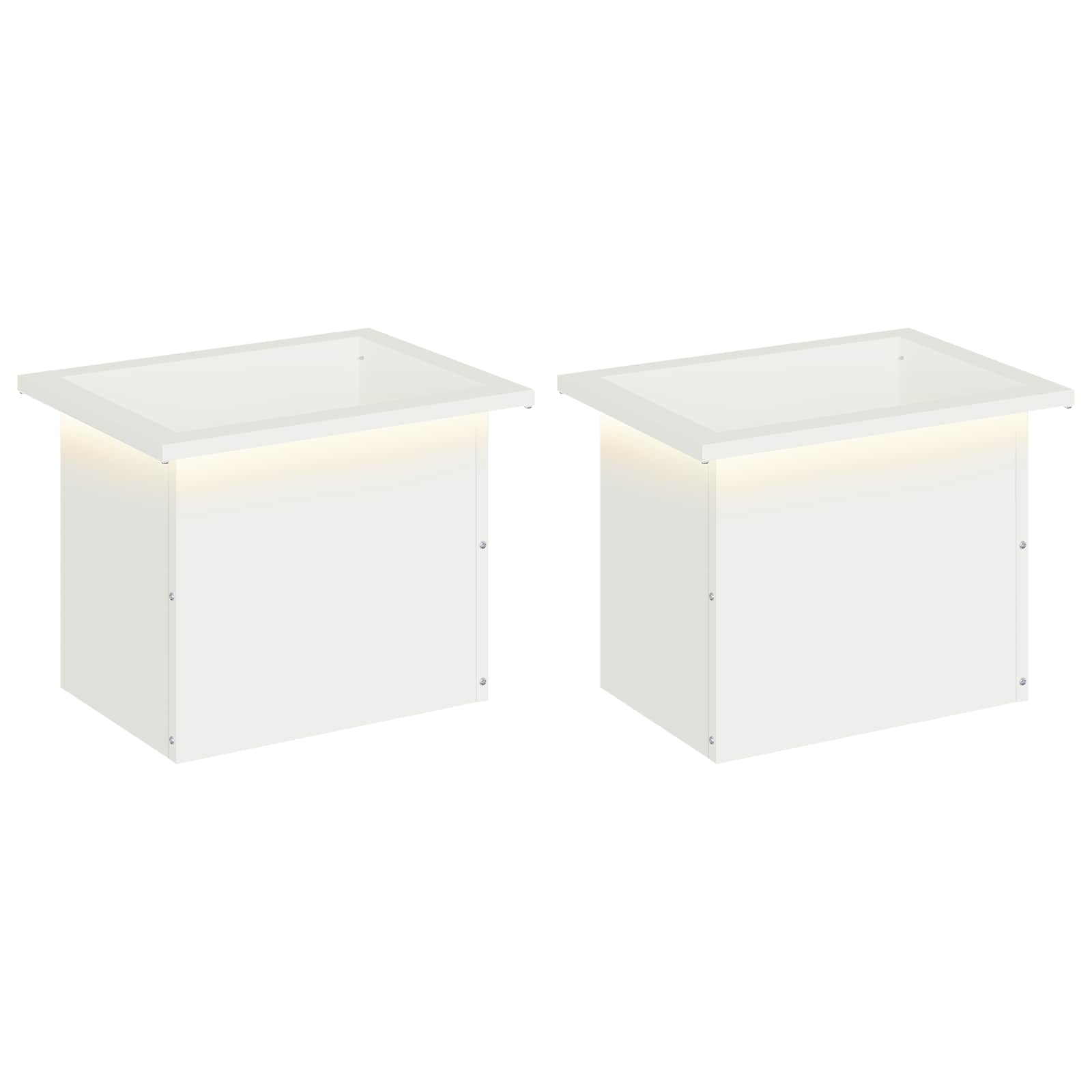 Fioriera da giardino con LED 2 pz Bianco 30 x 40 x 30 cm