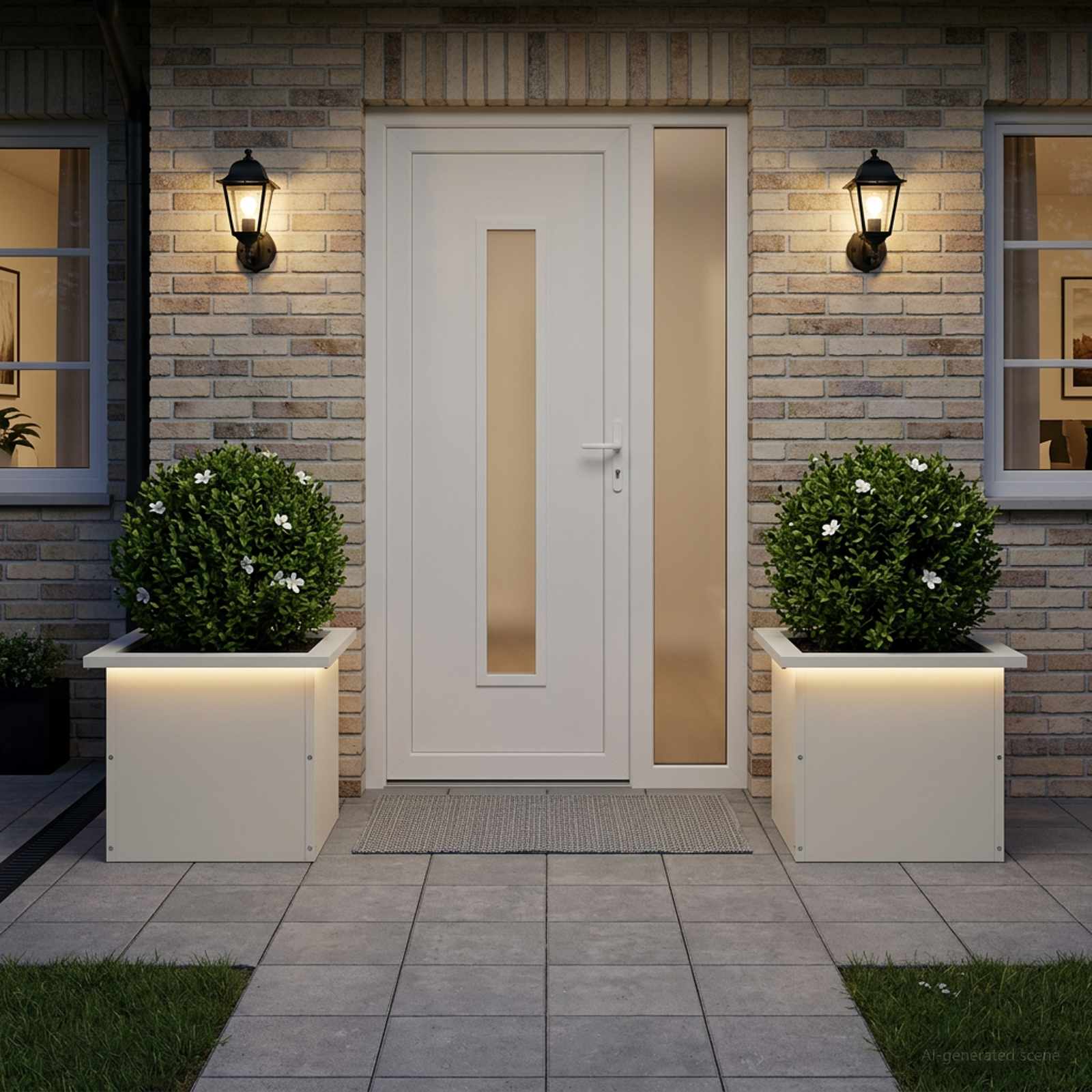Fioriera da giardino con LED 2 pz Bianco 30 x 40 x 30 cm