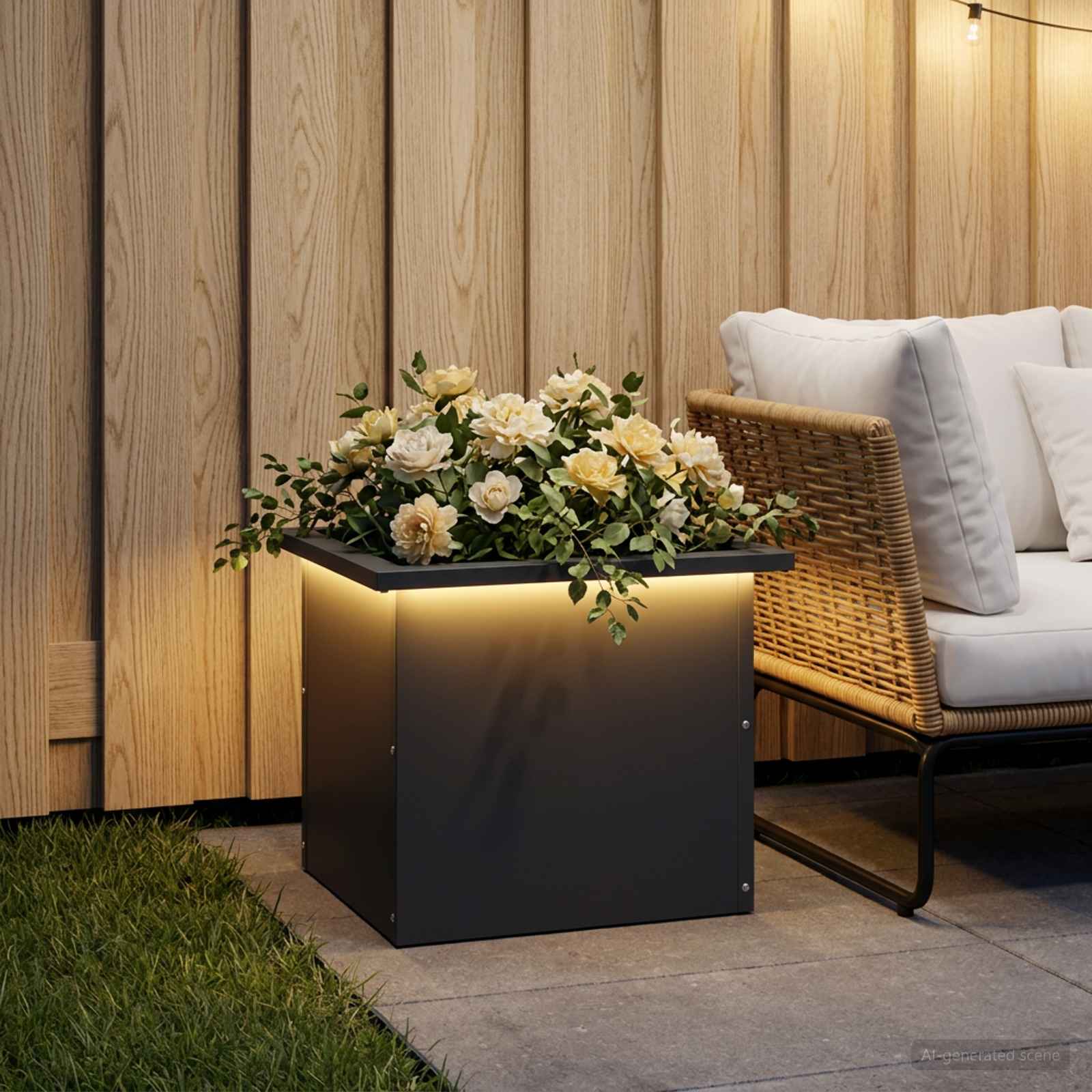 Fioriera da giardino con LED Antracite 30 x 40 x 30 cm Acciaio