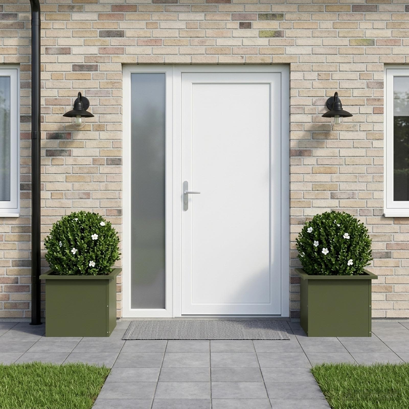 Fioriera da giardino con LED 2 pz Verde Oliva 30 x 40 x 30 cm