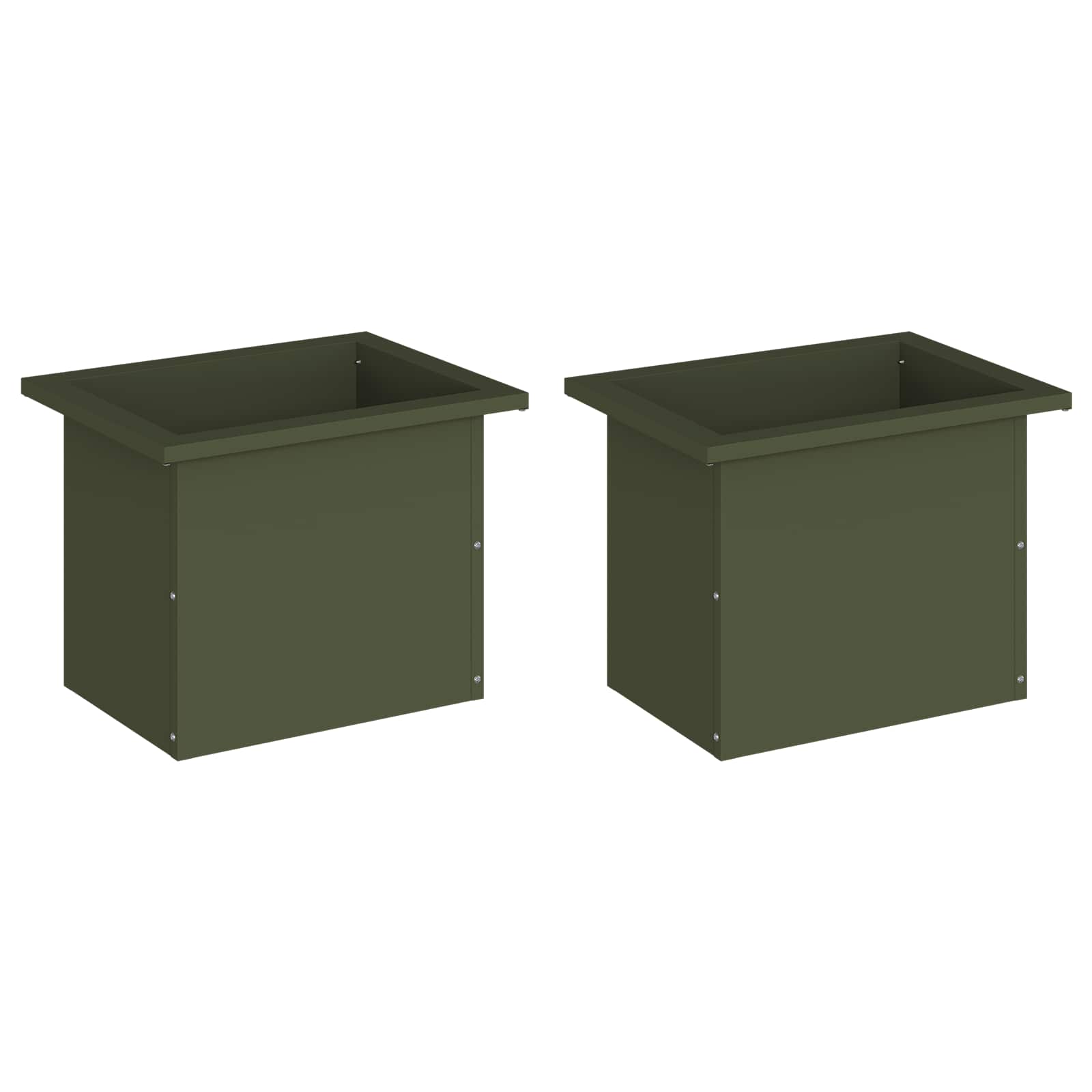 Fioriera da giardino con LED 2 pz Verde Oliva 30 x 40 x 30 cm