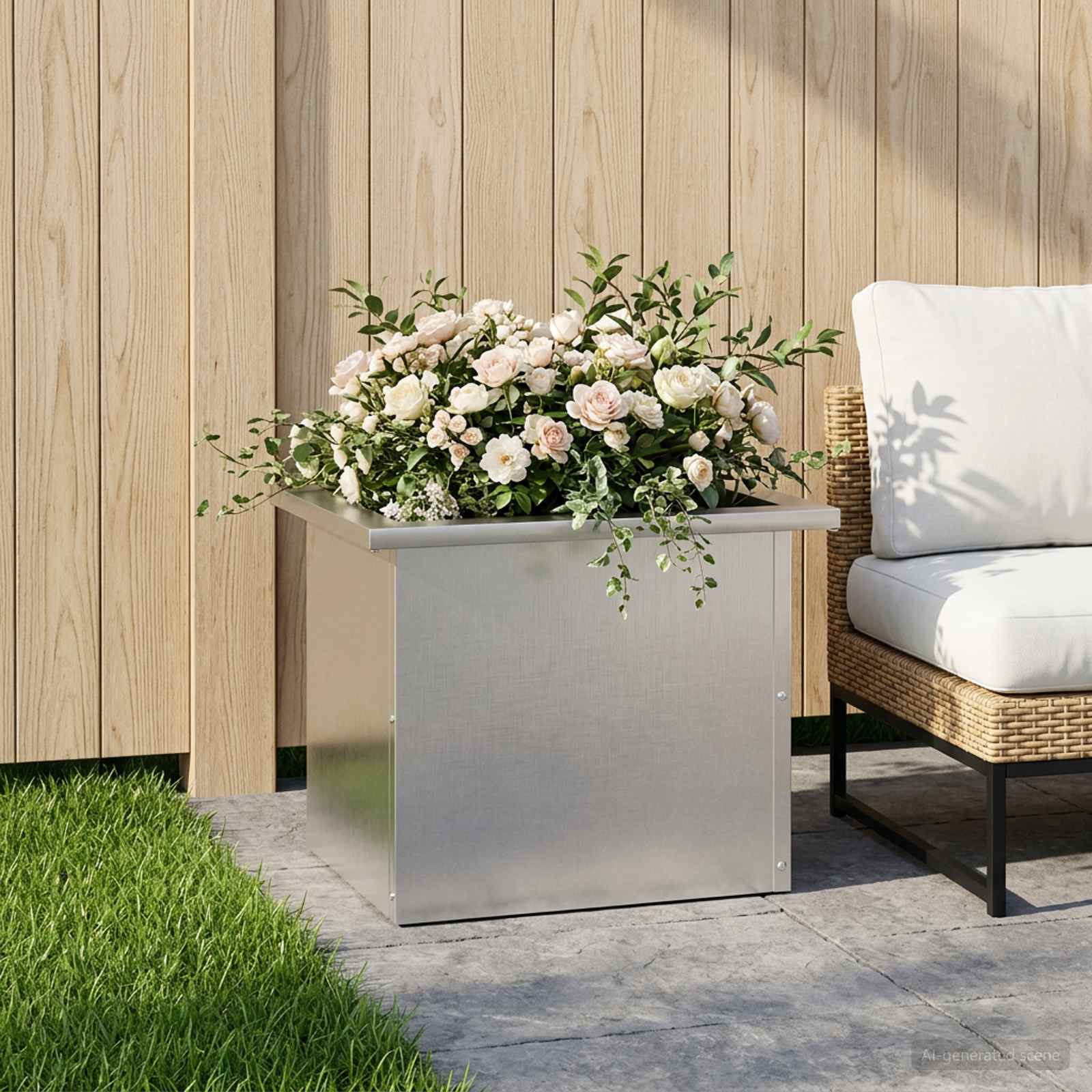 Fioriera da giardino con LED Argento 30 x 40 x 30 cm
