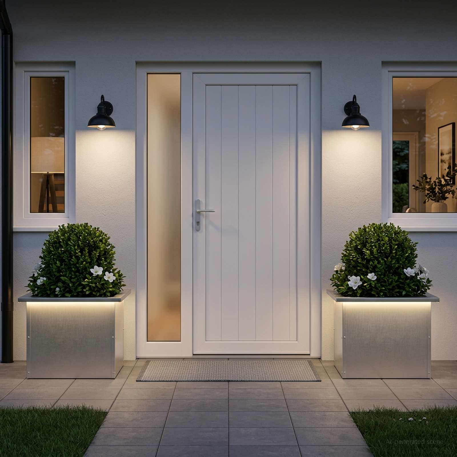 Fioriera da giardino con LED 2 pz Argento 30 x 40 x 30 cm