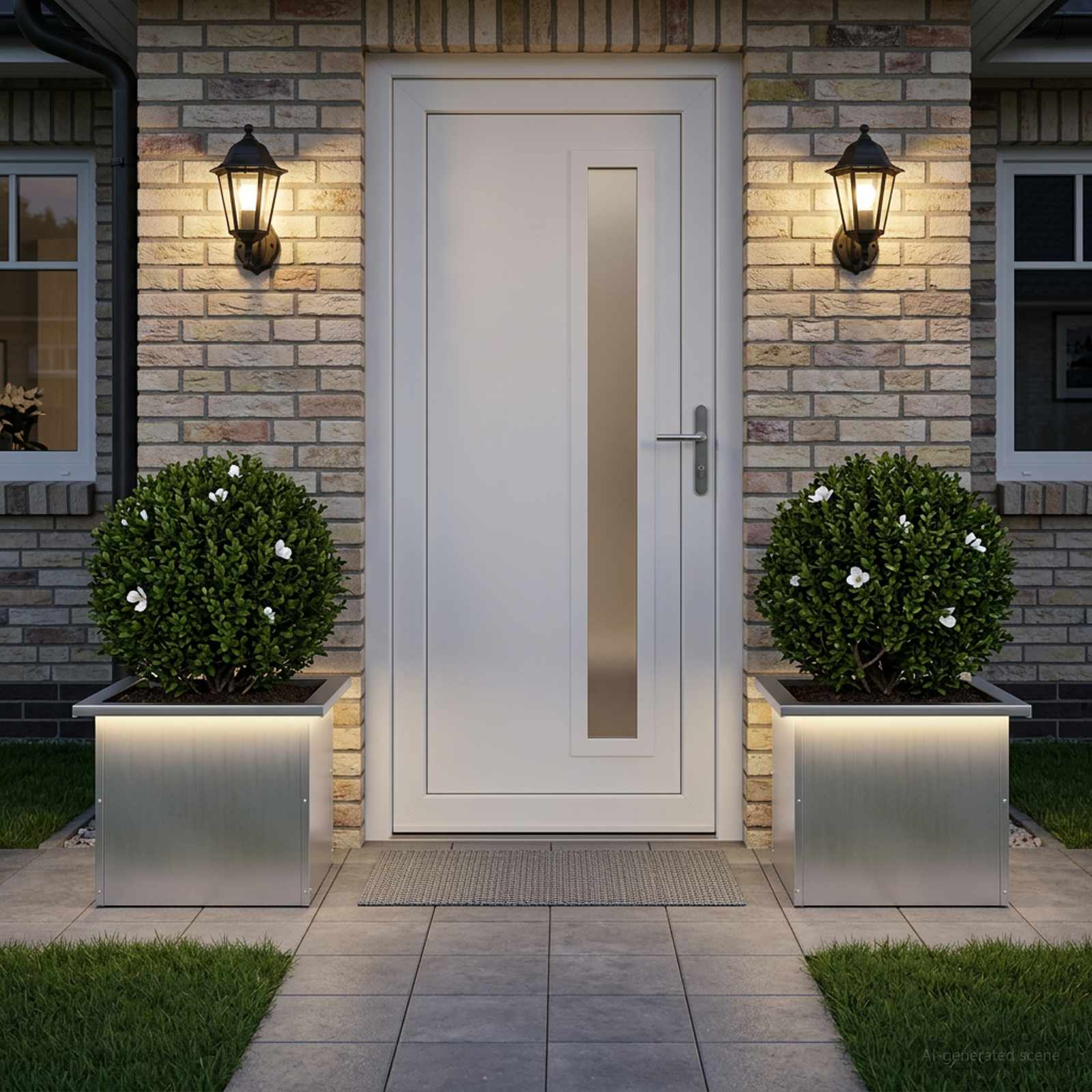 Fioriera da giardino con LED 2 pz Argento 30 x 40 x 30 cm