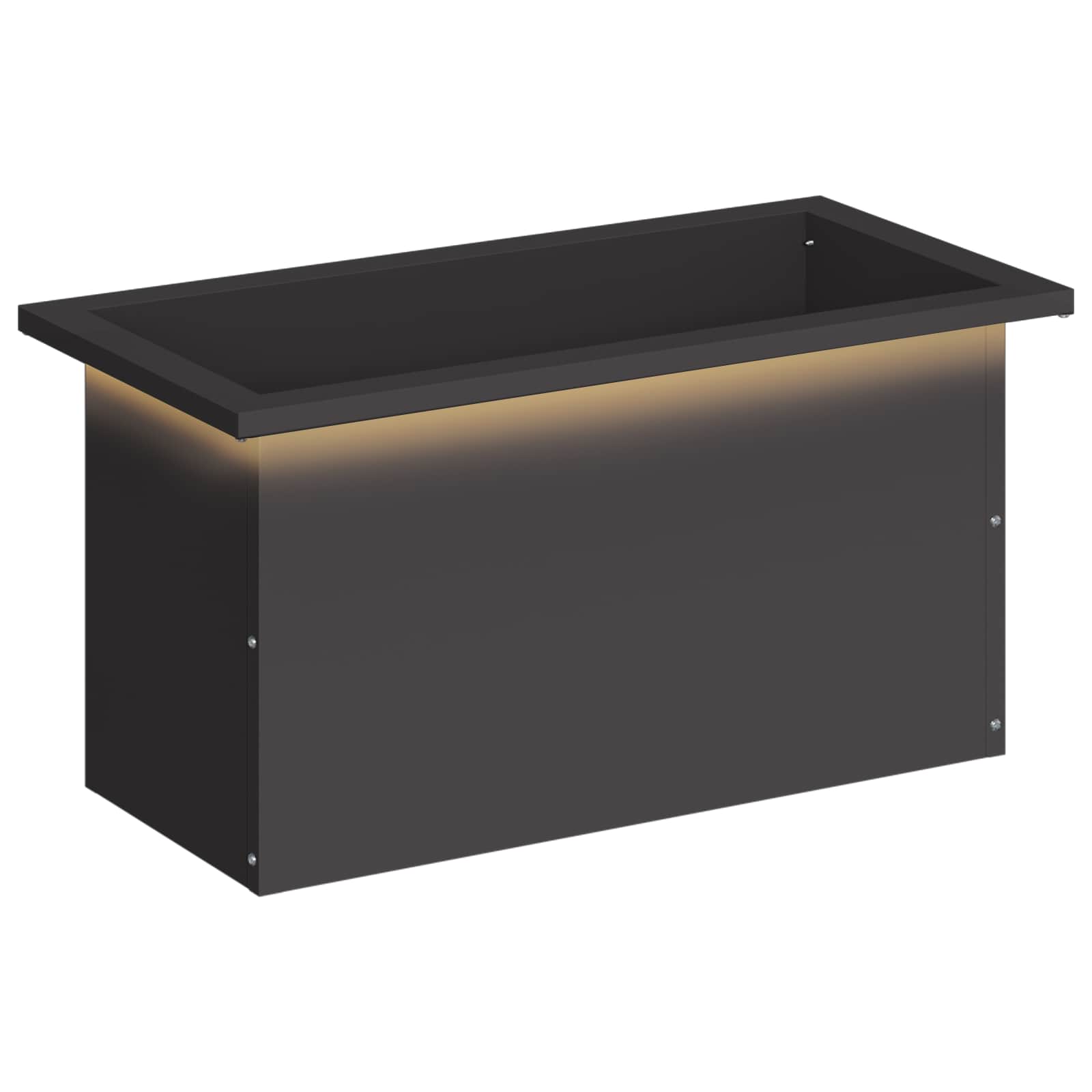 Fioriera da giardino con LED Nero 30 x 60 x 30 cm Acciaio