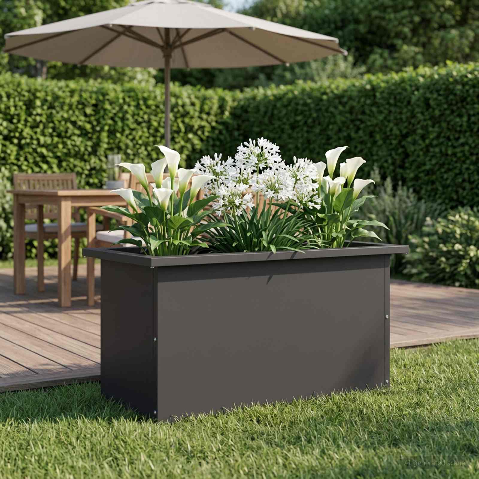 Fioriera da giardino con LED Nero 30 x 60 x 30 cm Acciaio