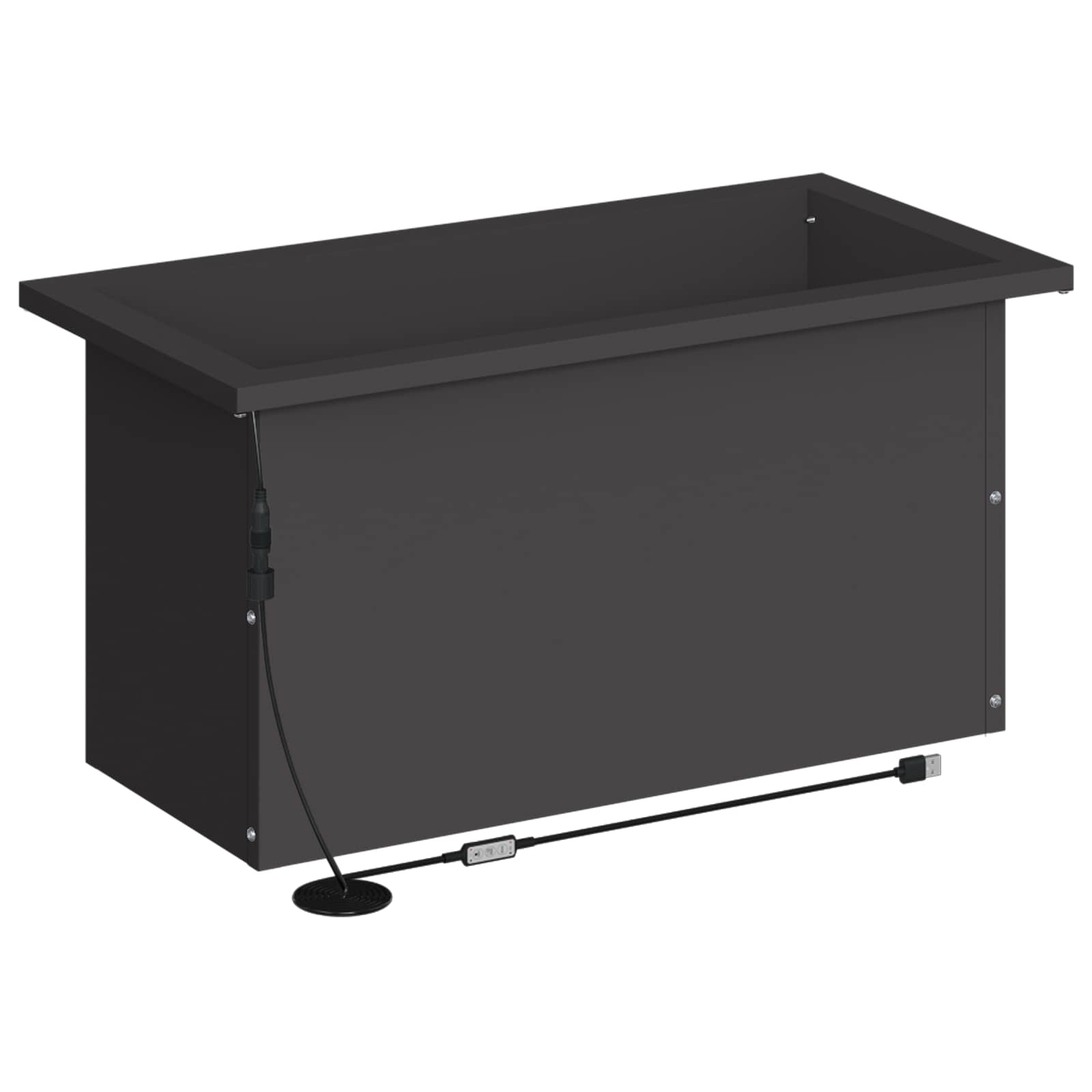 Fioriera da giardino con LED Nero 30 x 60 x 30 cm Acciaio