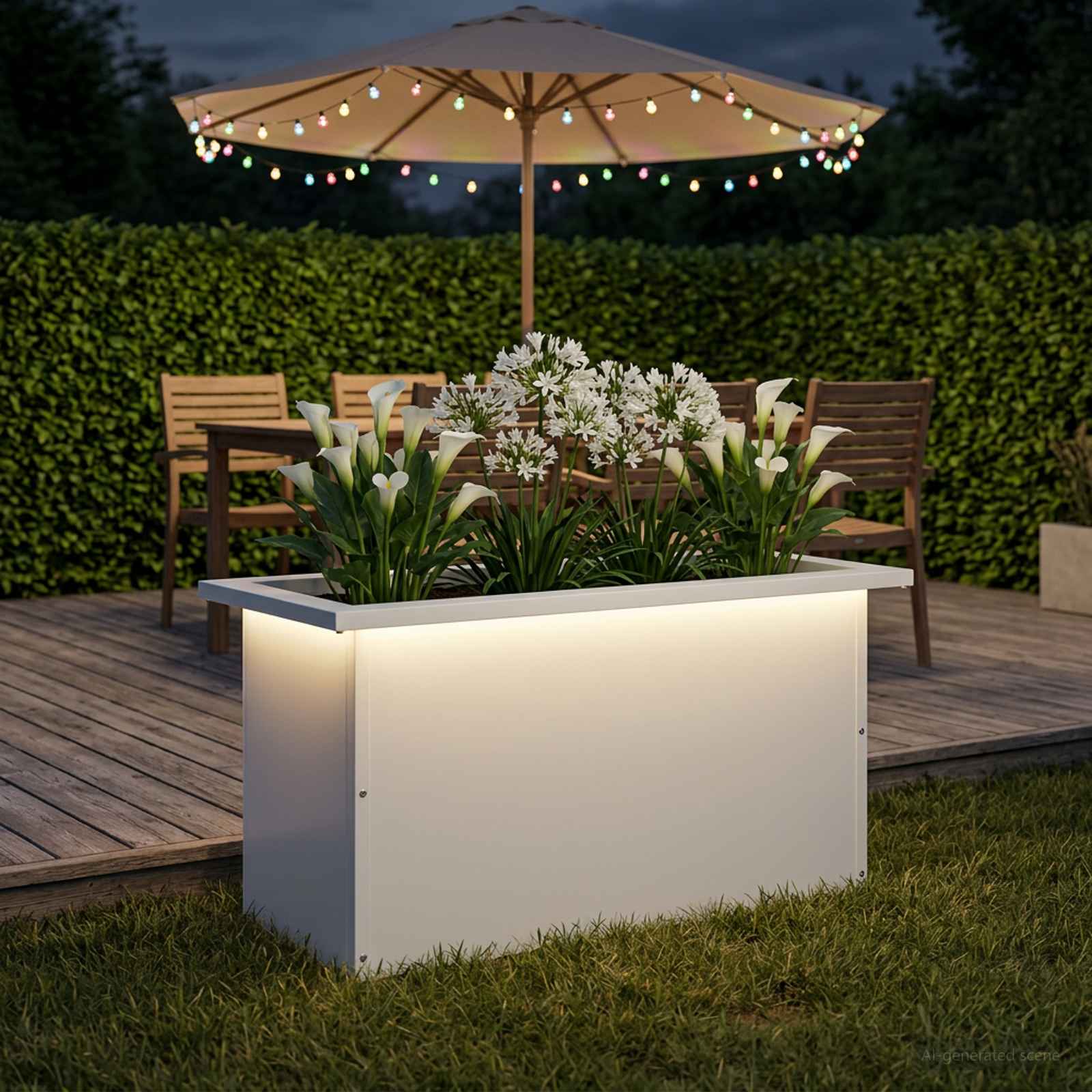 Fioriera da giardino con LED Bianco 30 x 60 x 30 cm Acciaio