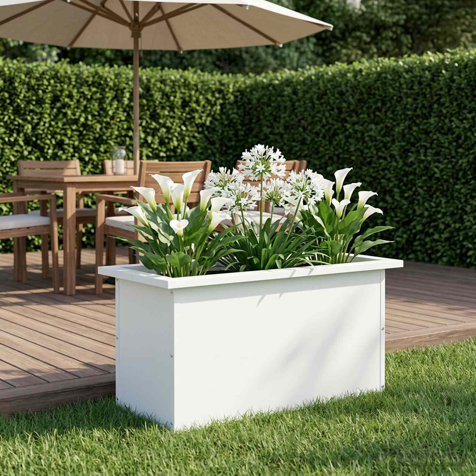 Fioriera da giardino con LED Bianco 30 x 60 x 30 cm Acciaio