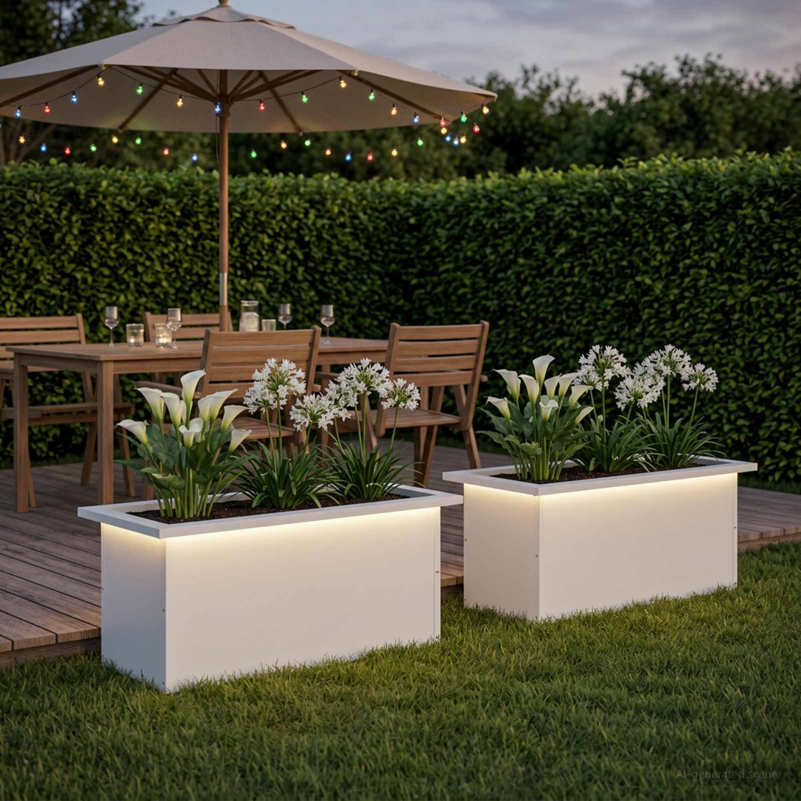 Fioriera da giardino con LED 2 pz Bianco 30 x 60 x 30 cm