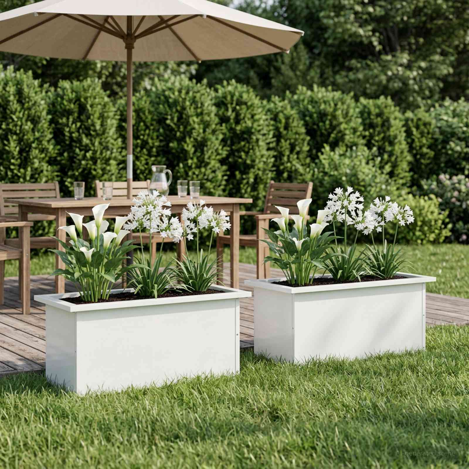 Fioriera da giardino con LED 2 pz Bianco 30 x 60 x 30 cm