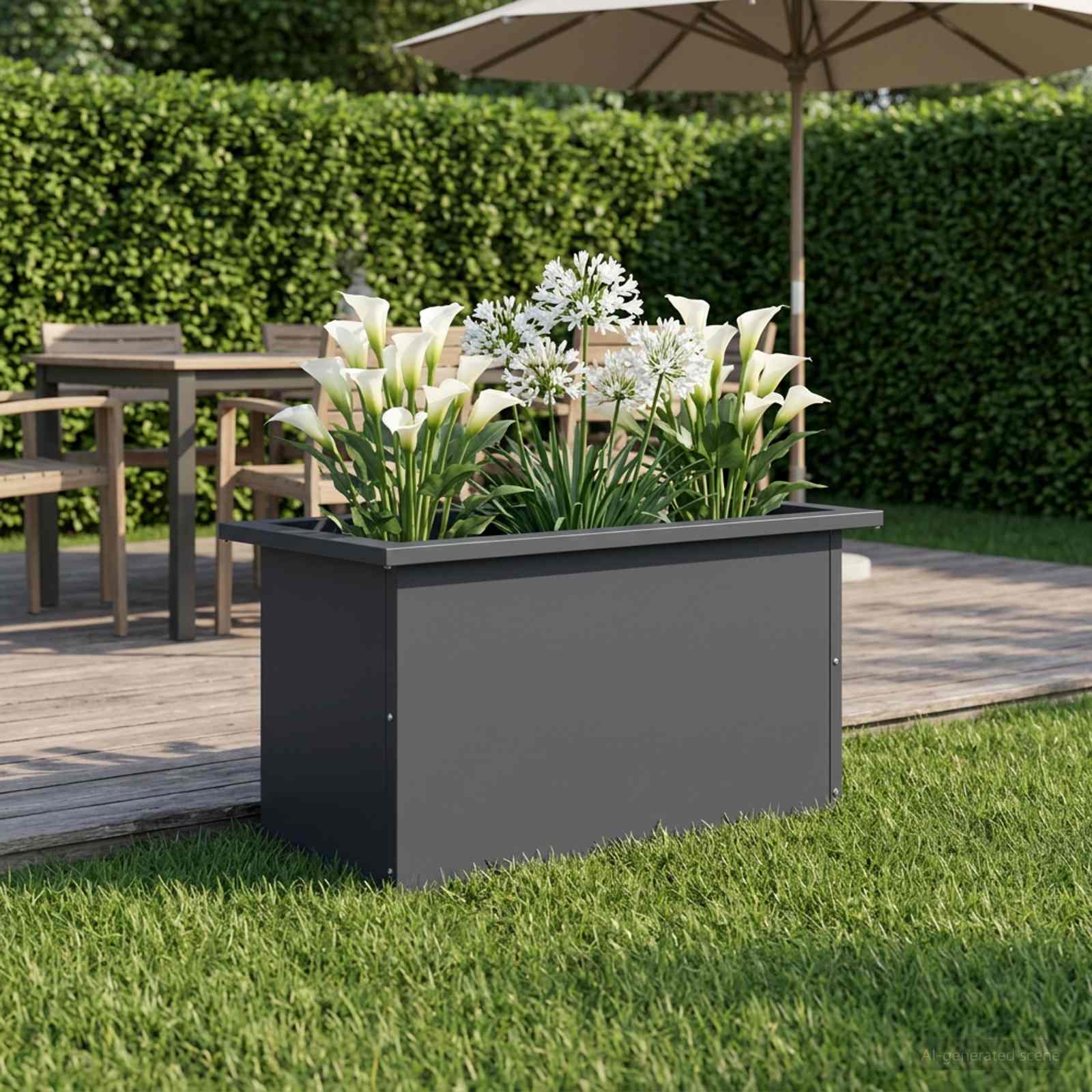 Fioriera da giardino con LED Antracite 30 x 60 x 30 cm Acciaio