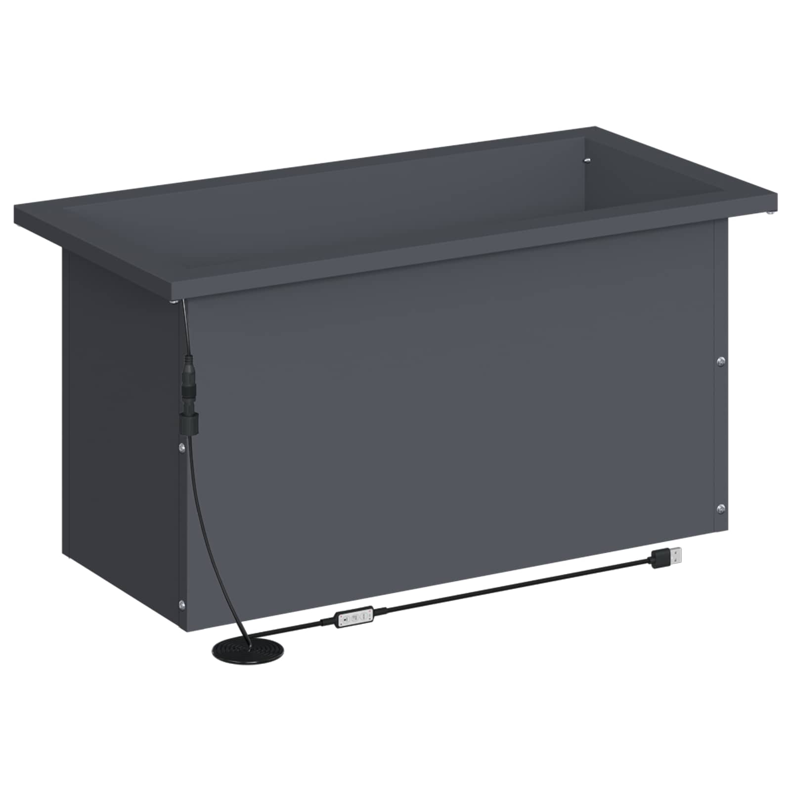 Fioriera da giardino con LED Antracite 30 x 60 x 30 cm Acciaio