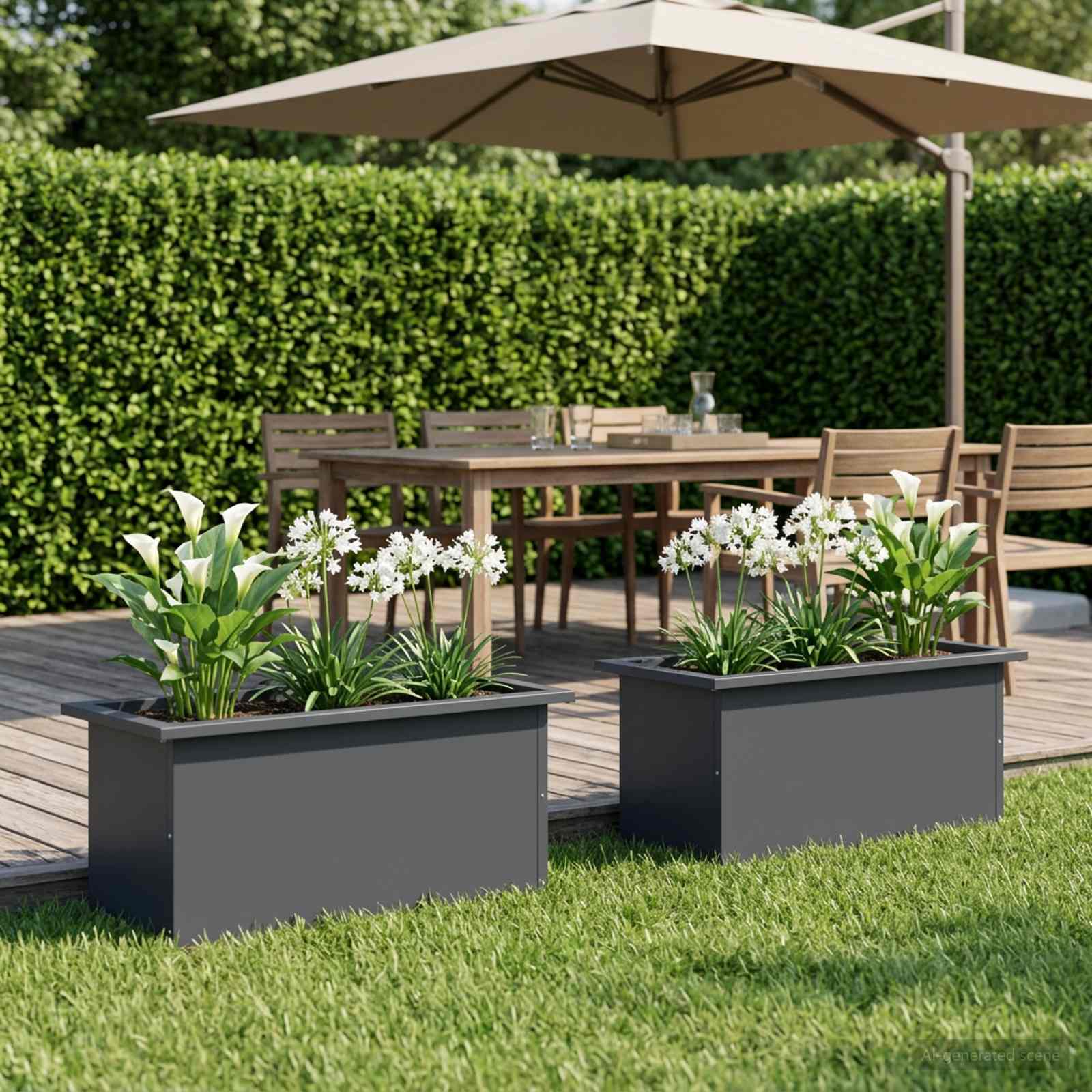 Fioriera da giardino con LED 2 pz Antracite 30 x 60 x 30 cm