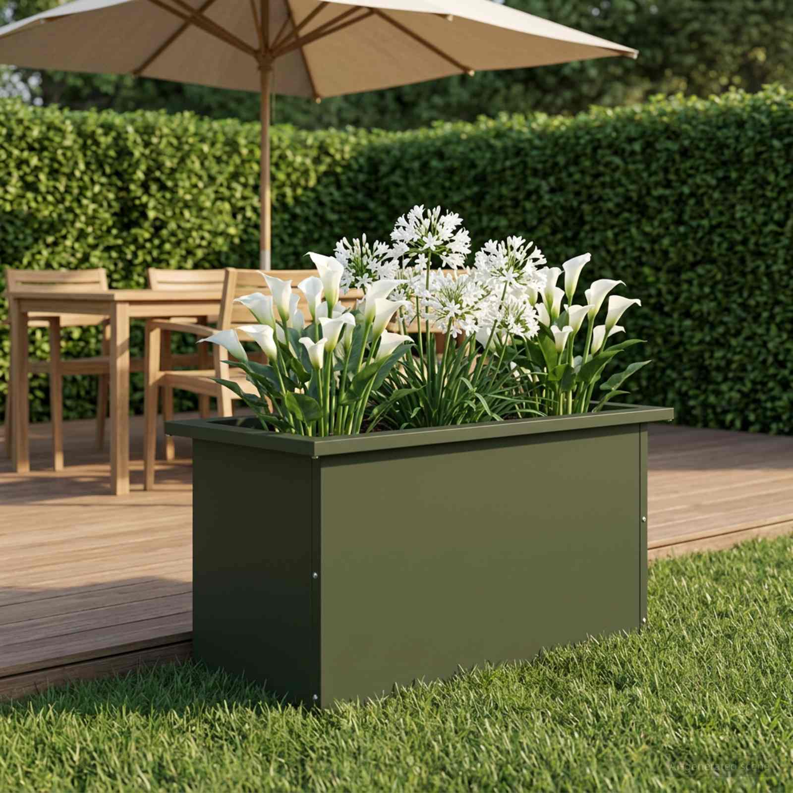 Fioriera da giardino con LED Verde Oliva 30 x 60 x 30 cm