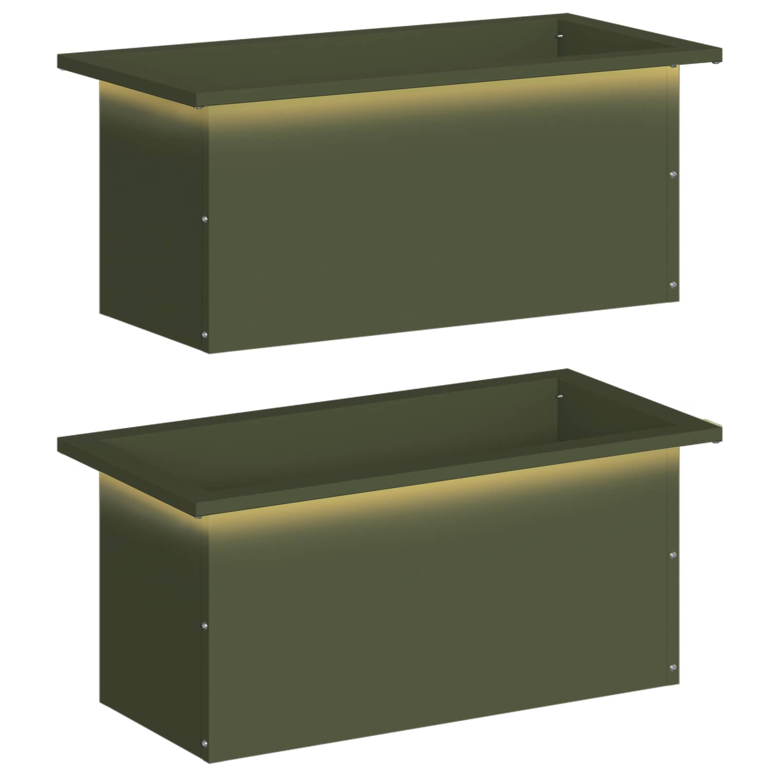 Fioriera da giardino con LED 2 pz Verde Oliva 30 x 60 x 30 cm