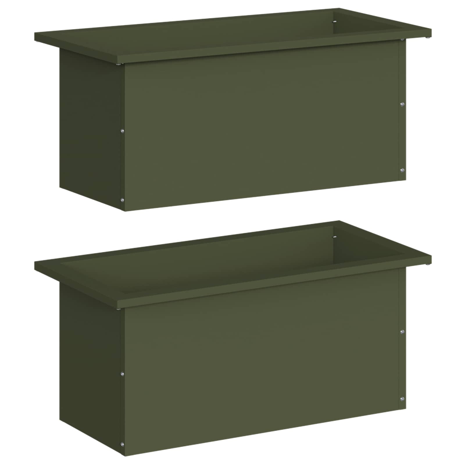Fioriera da giardino con LED 2 pz Verde Oliva 30 x 60 x 30 cm