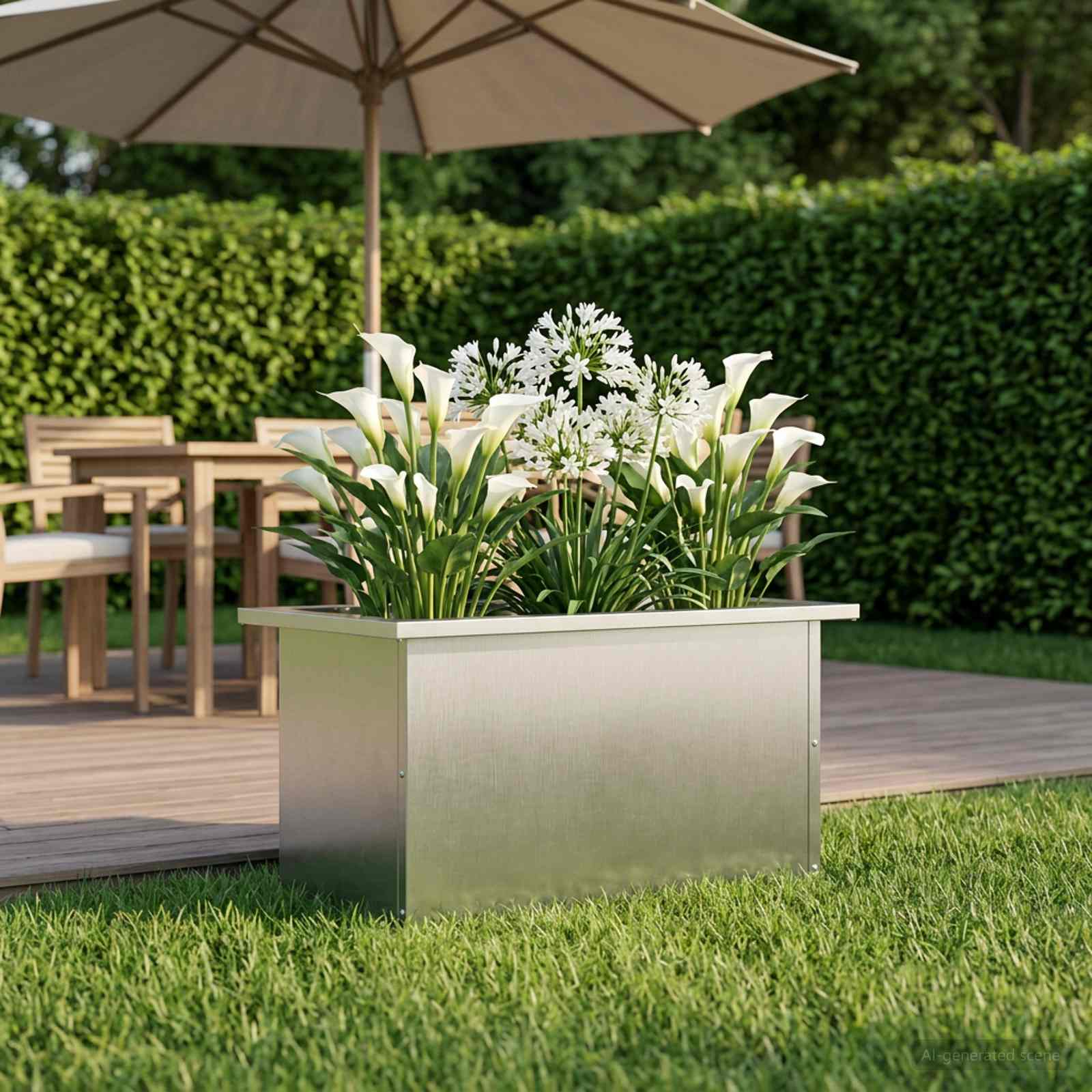 Fioriera da giardino con LED Argento 30 x 60 x 30 cm