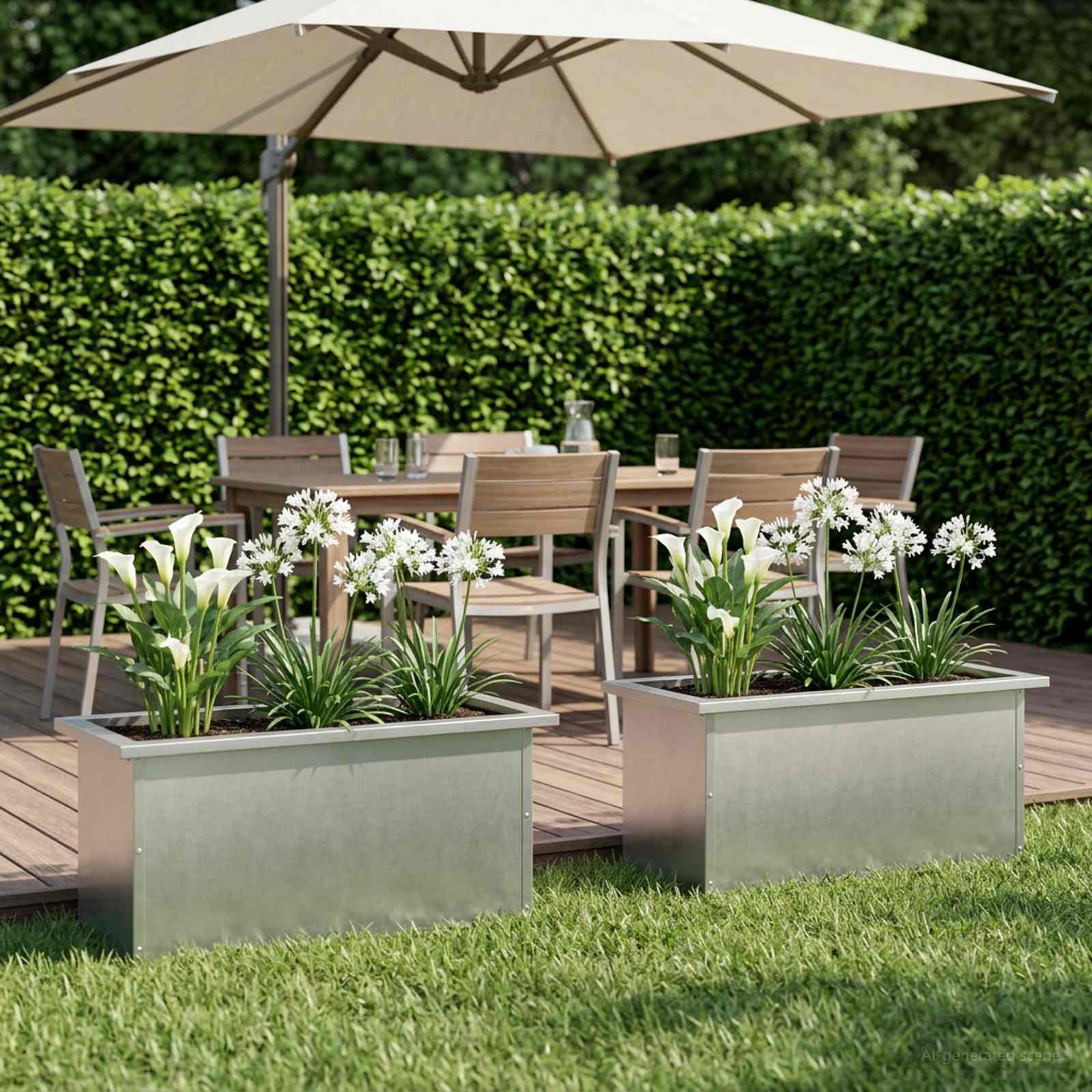 Fioriera da giardino con LED 2 pz Argento 30 x 60 x 30 cm