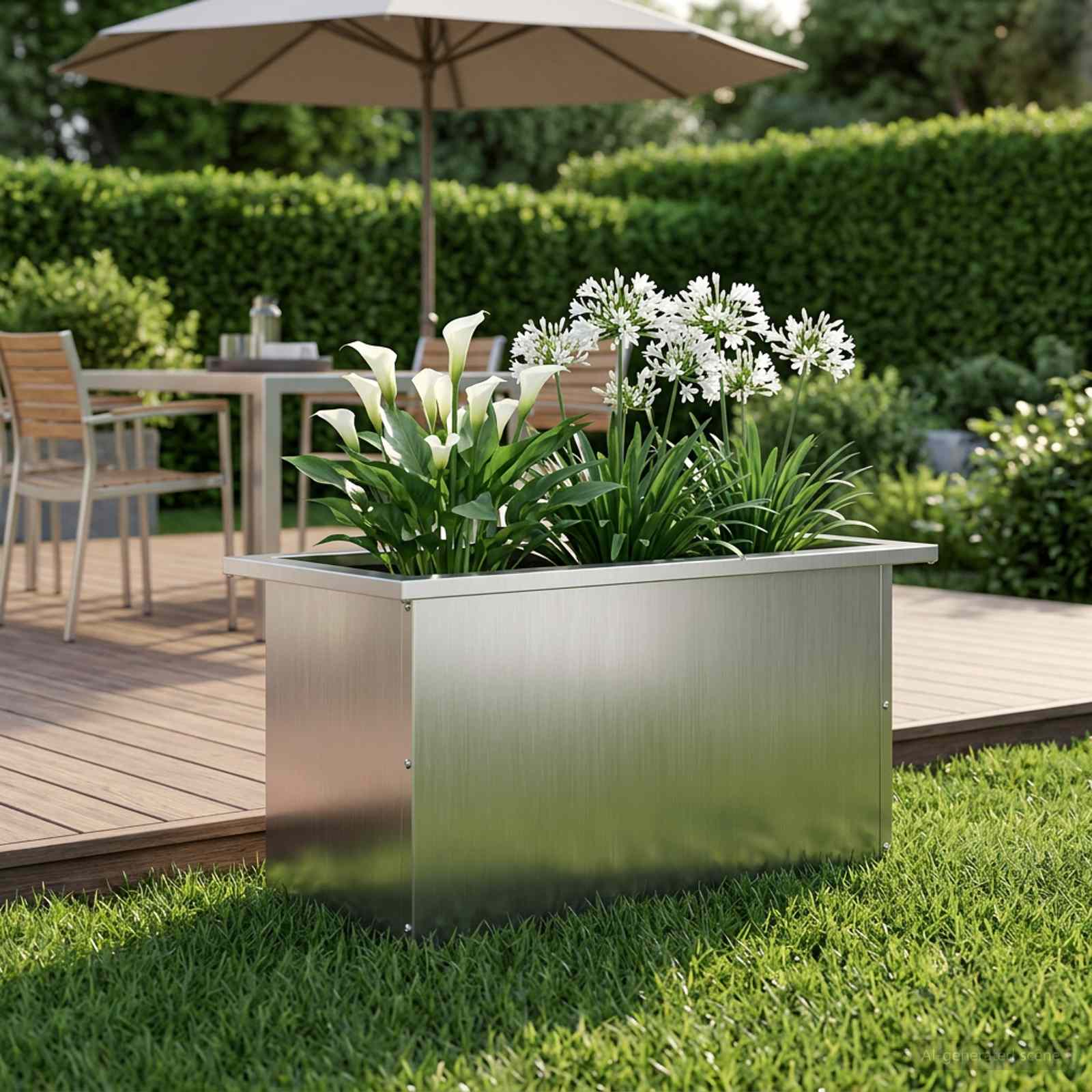 Fioriera da giardino con LED Argento 30 x 60 x 30 cm