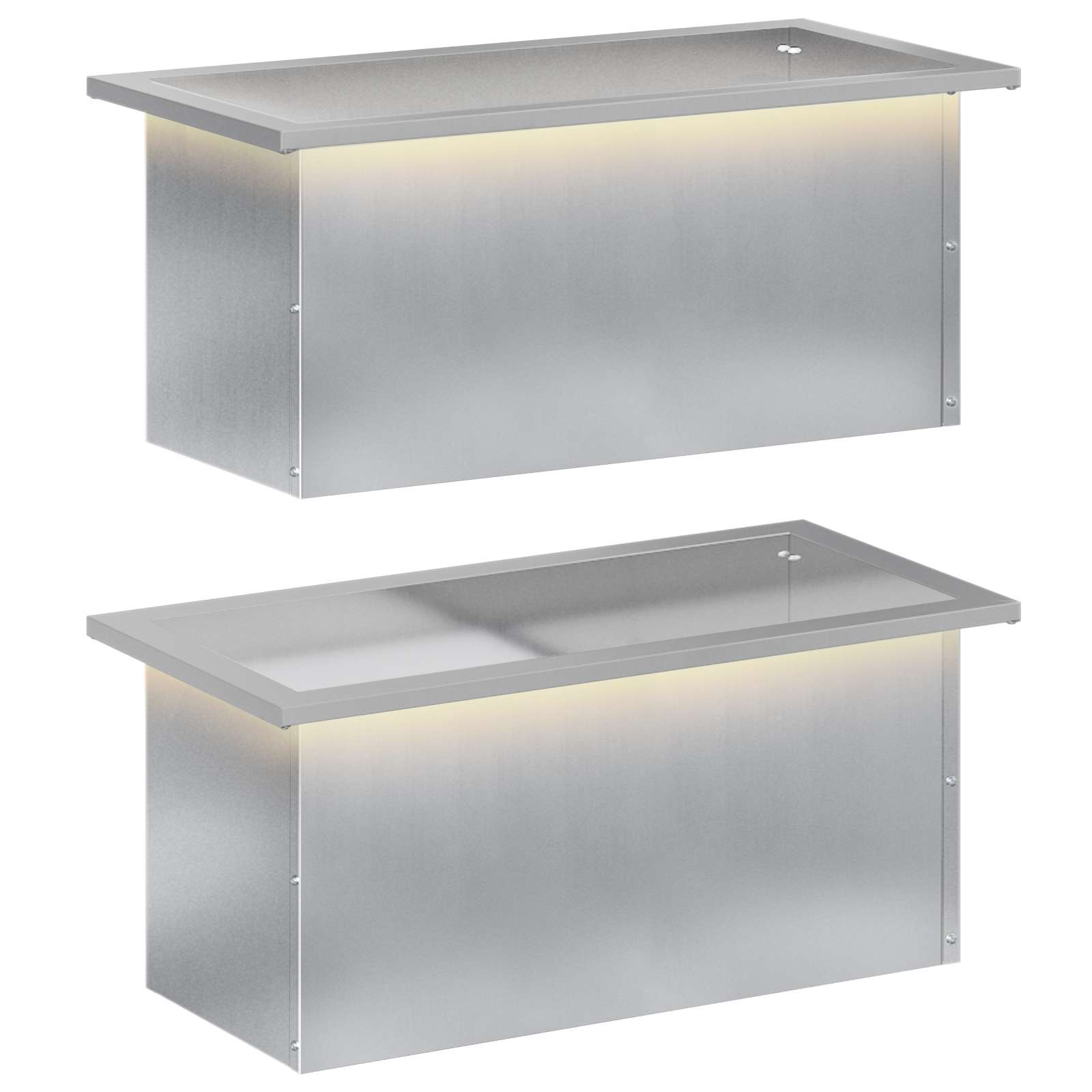 Fioriera da giardino con LED 2 pz Argento 30 x 60 x 30 cm
