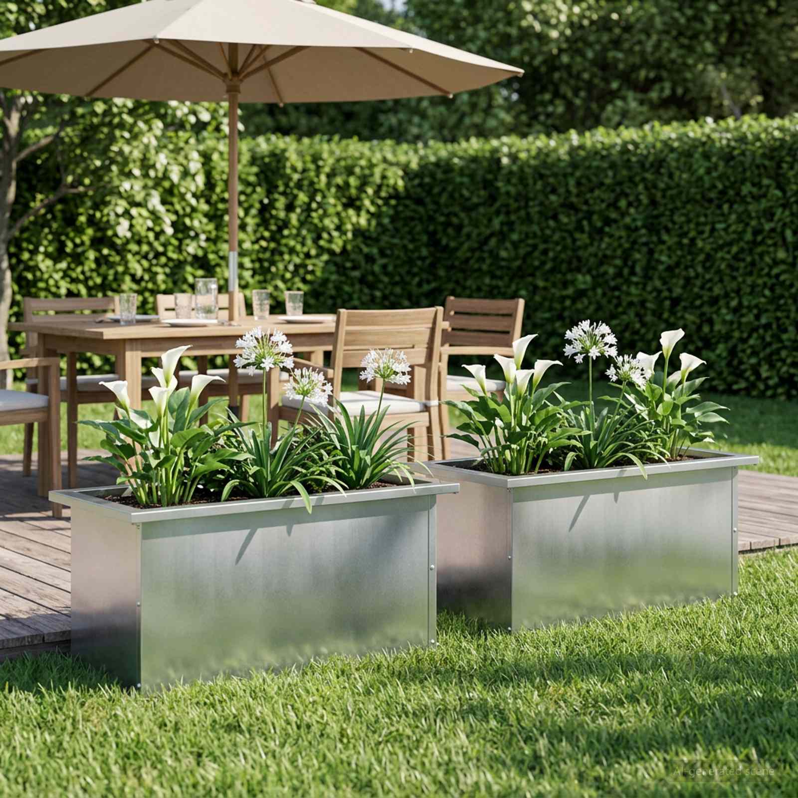 Fioriera da giardino con LED 2 pz Argento 30 x 60 x 30 cm