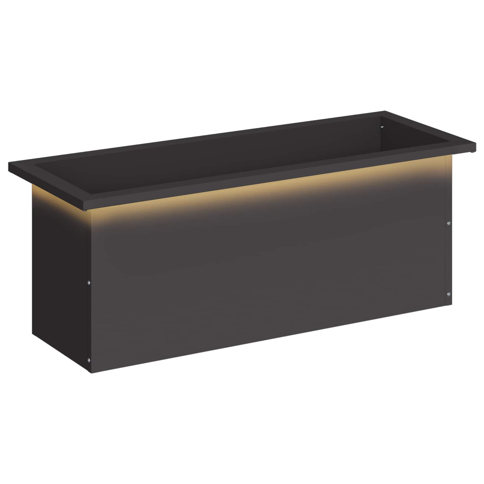 Fioriera da giardino con LED Nero 30 x 80 x 30 cm Acciaio