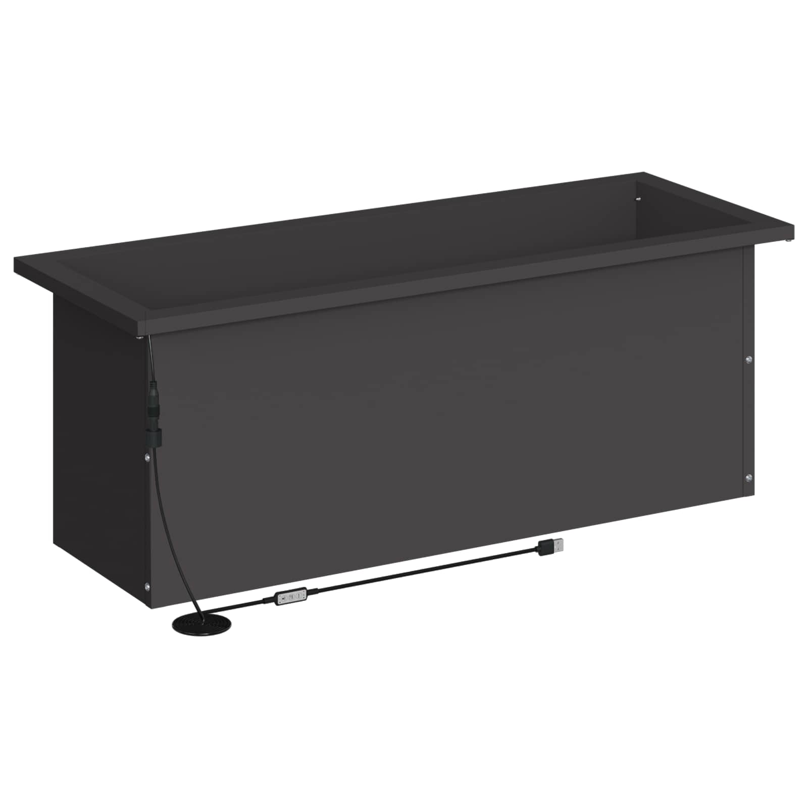Fioriera da giardino con LED Nero 30 x 80 x 30 cm Acciaio