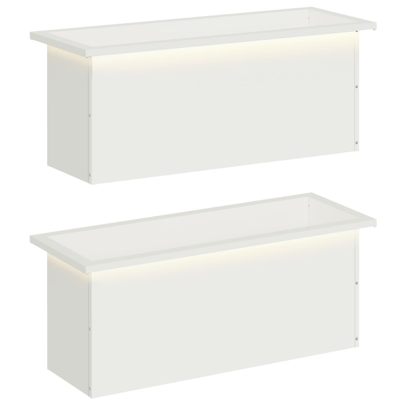 Fioriera da giardino con LED 2 pz Bianco 30 x 80 x 30 cm