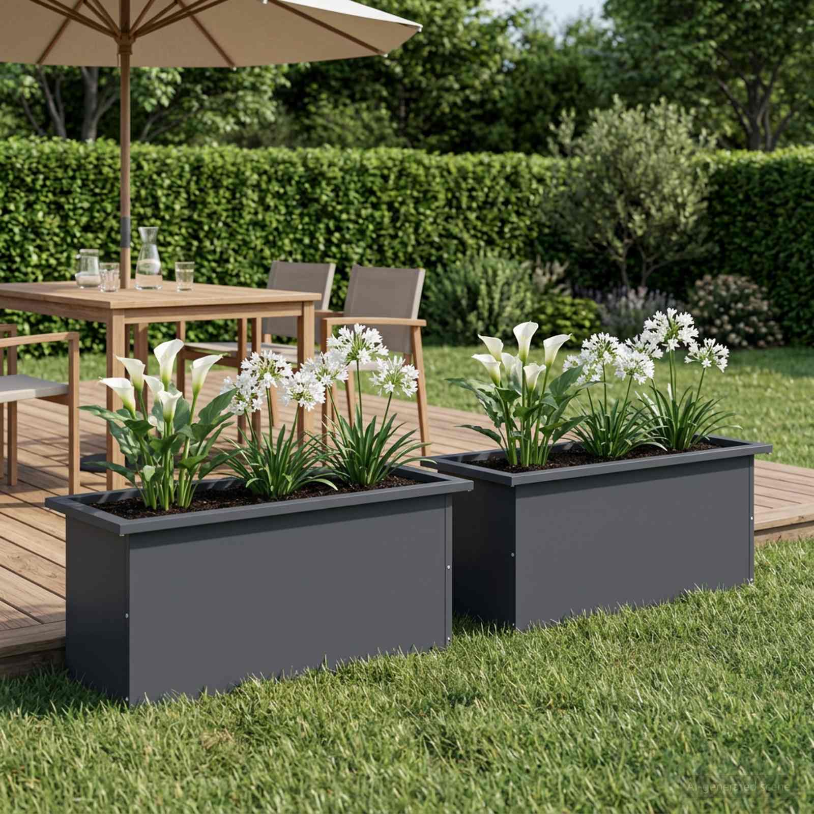Fioriera da giardino con LED 2 pz Antracite 30 x 80 x 30 cm