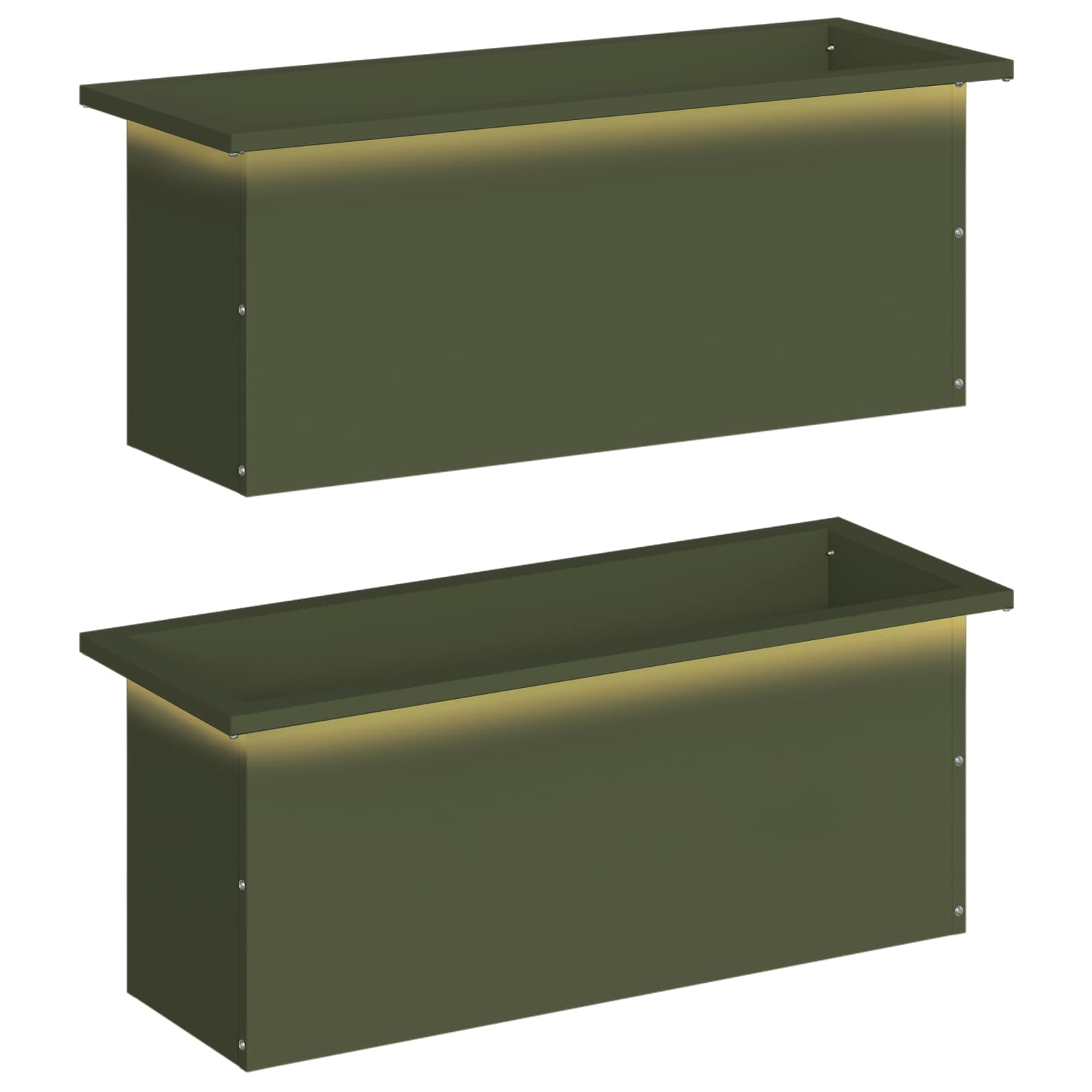 Fioriera da giardino con LED 2 pz Verde Oliva 30 x 80 x 30 cm