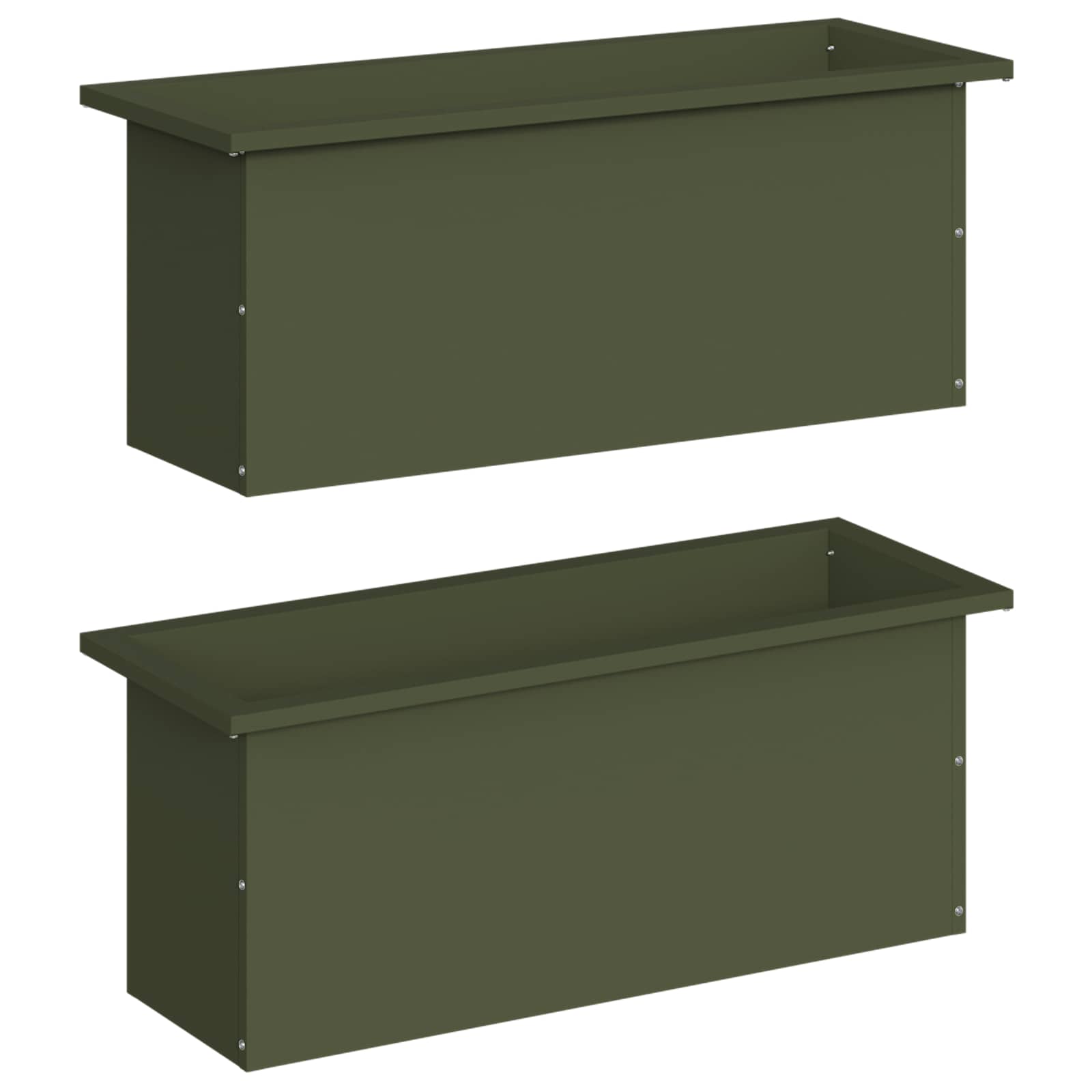 Fioriera da giardino con LED 2 pz Verde Oliva 30 x 80 x 30 cm