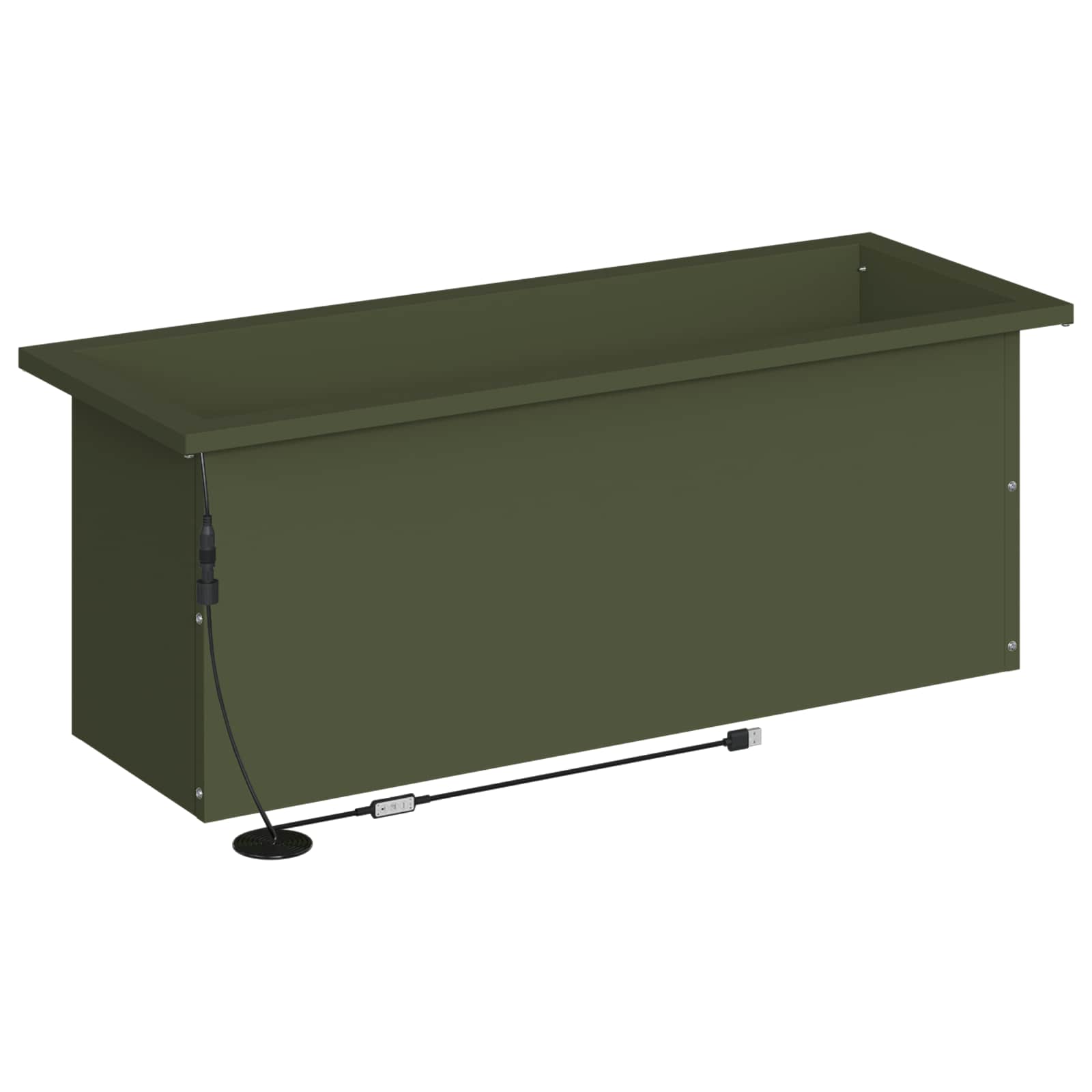 Fioriera da giardino con LED 2 pz Verde Oliva 30 x 80 x 30 cm