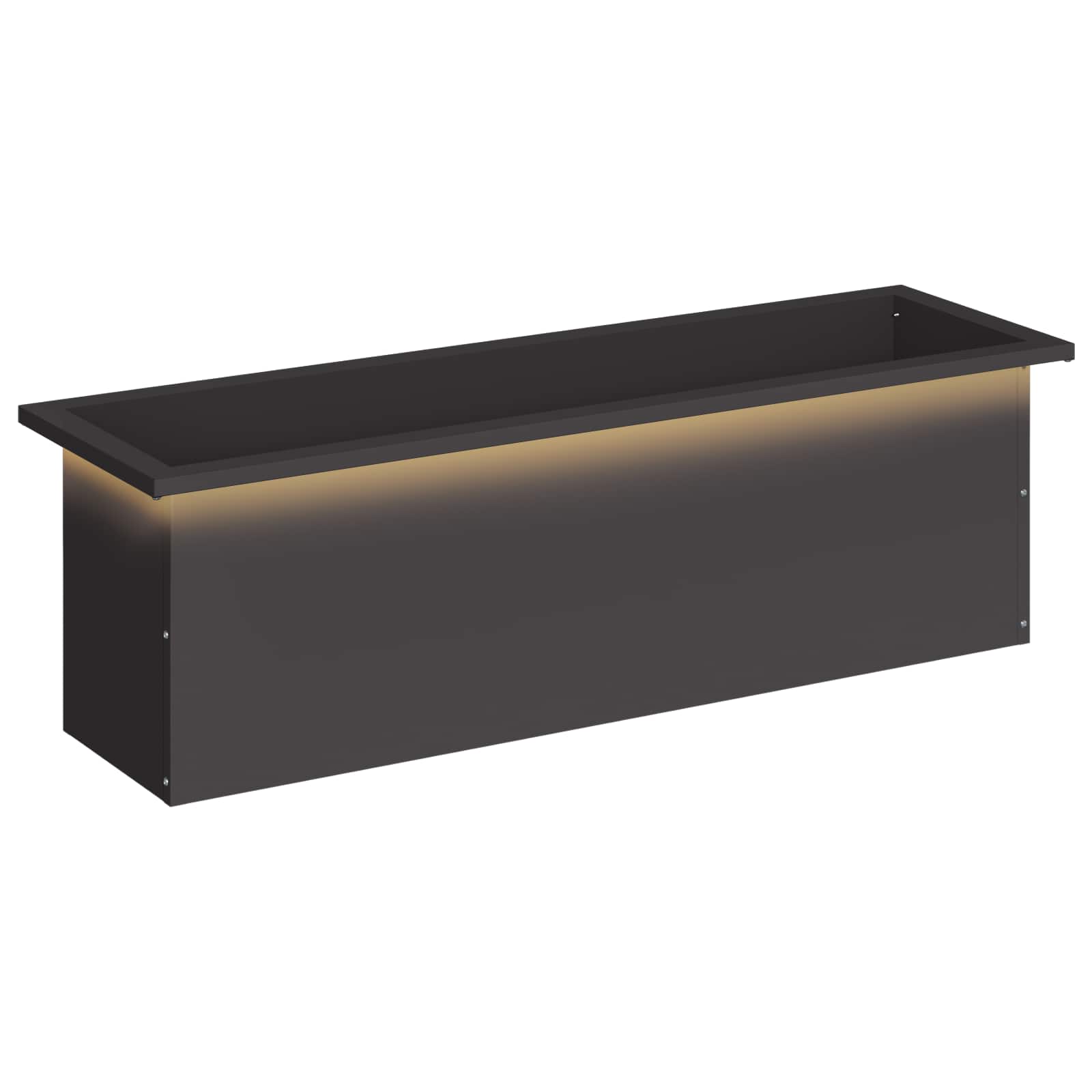 Fioriera da giardino con LED Nero 30 x 100 x 30 cm Acciaio