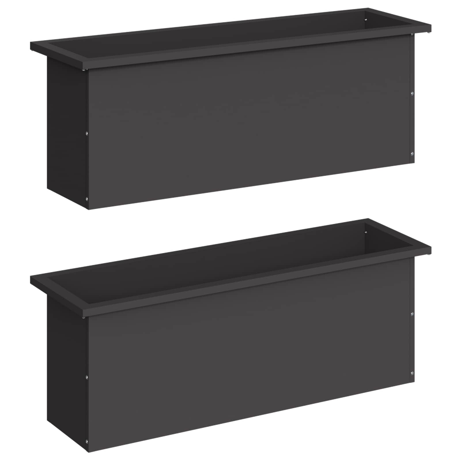 Fioriera da giardino con LED 2 pz Nero 30 x 100 x 30 cm Acciaio