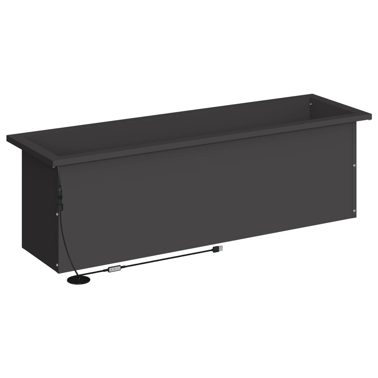 Fioriera da giardino con LED 2 pz Nero 30 x 100 x 30 cm Acciaio