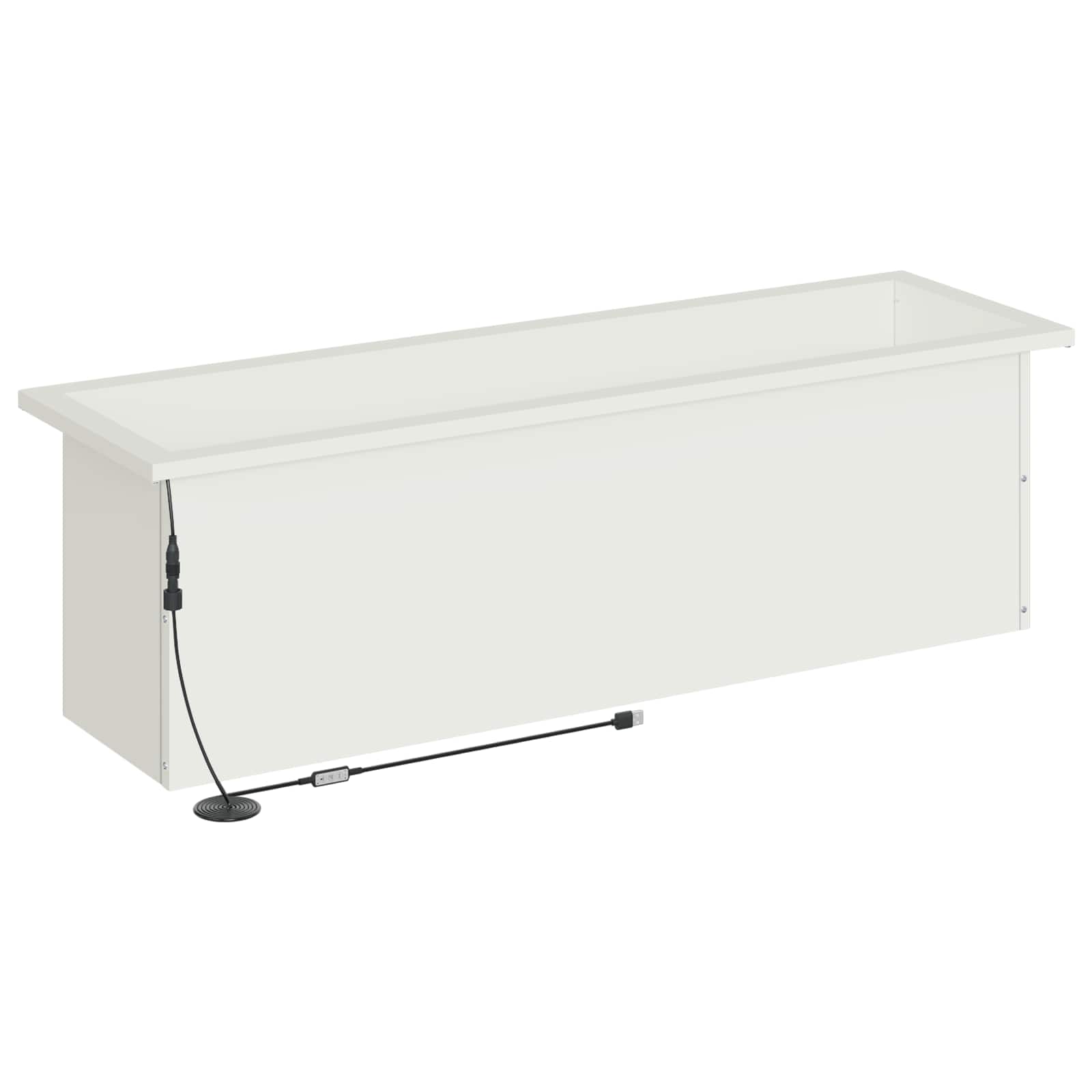 Fioriera da giardino con LED Bianco 30 x 100 x 30 cm Acciaio