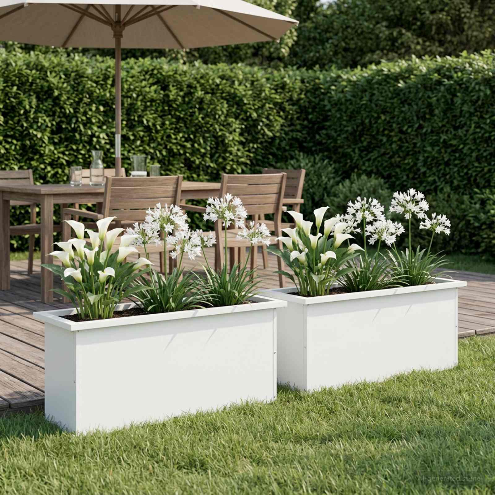 Fioriera da giardino con LED 2 pz Bianco 30 x 100 x 30 cm