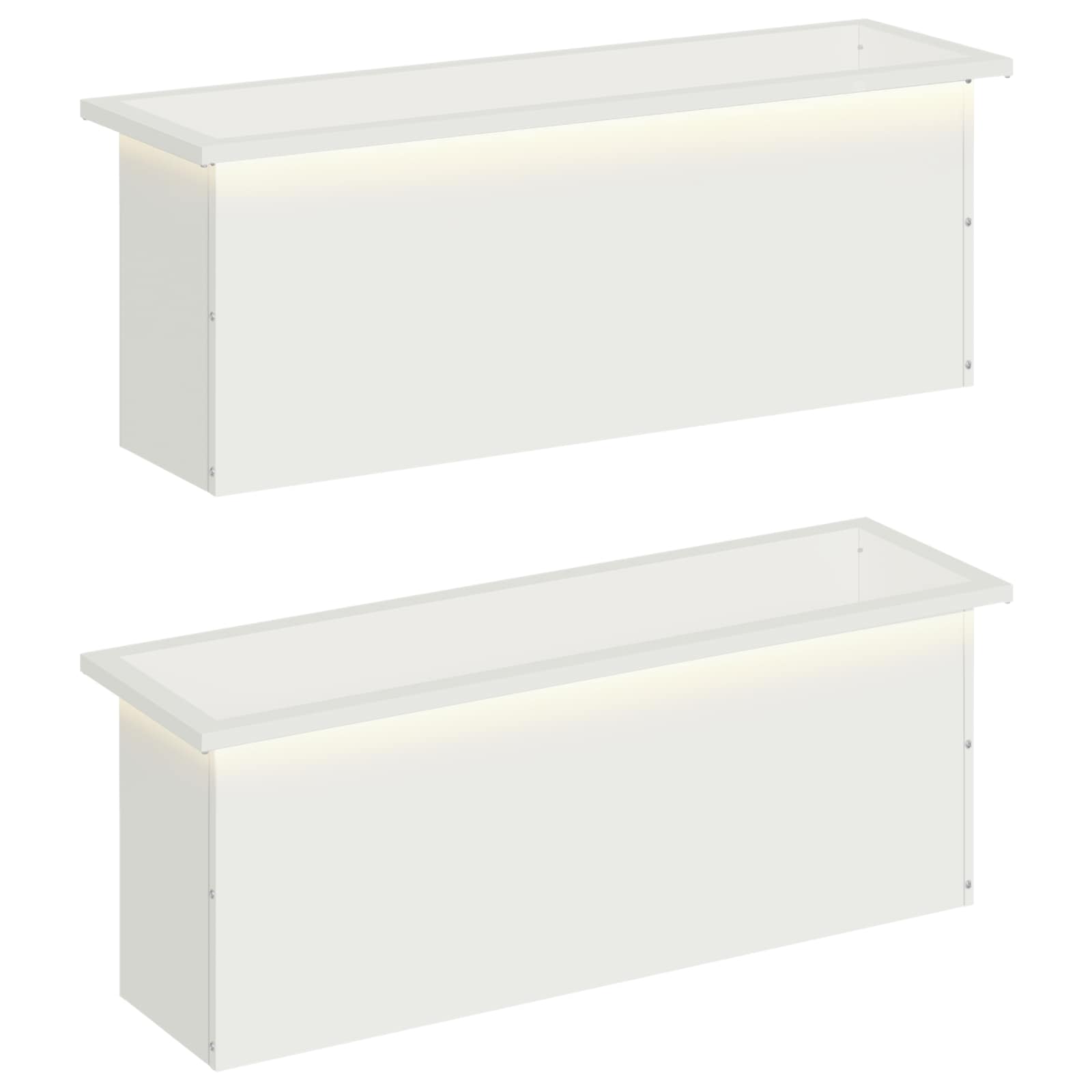 Fioriera da giardino con LED 2 pz Bianco 30 x 100 x 30 cm