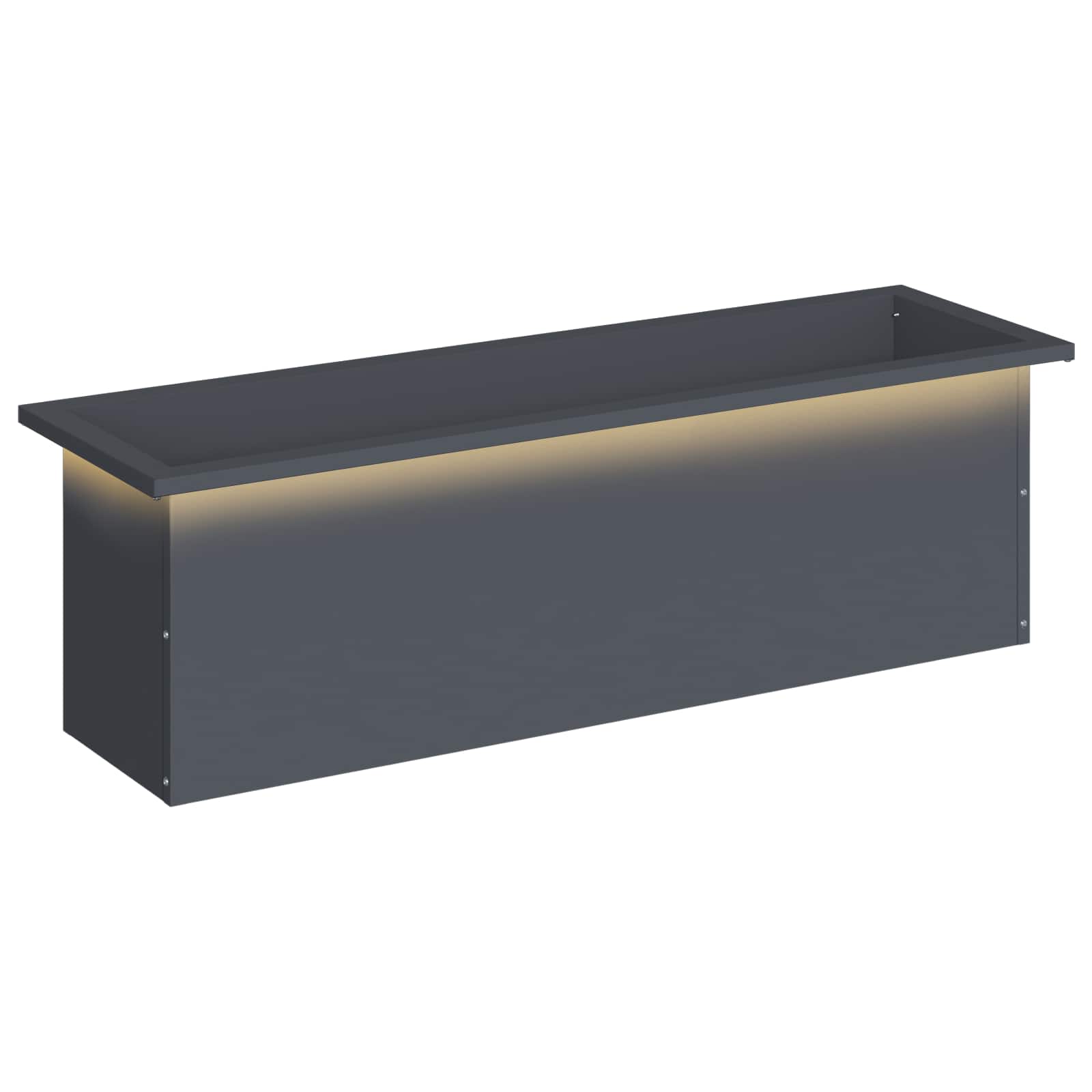 Fioriera da giardino con LED Antracite 30 x 100 x 30 cm Acciaio
