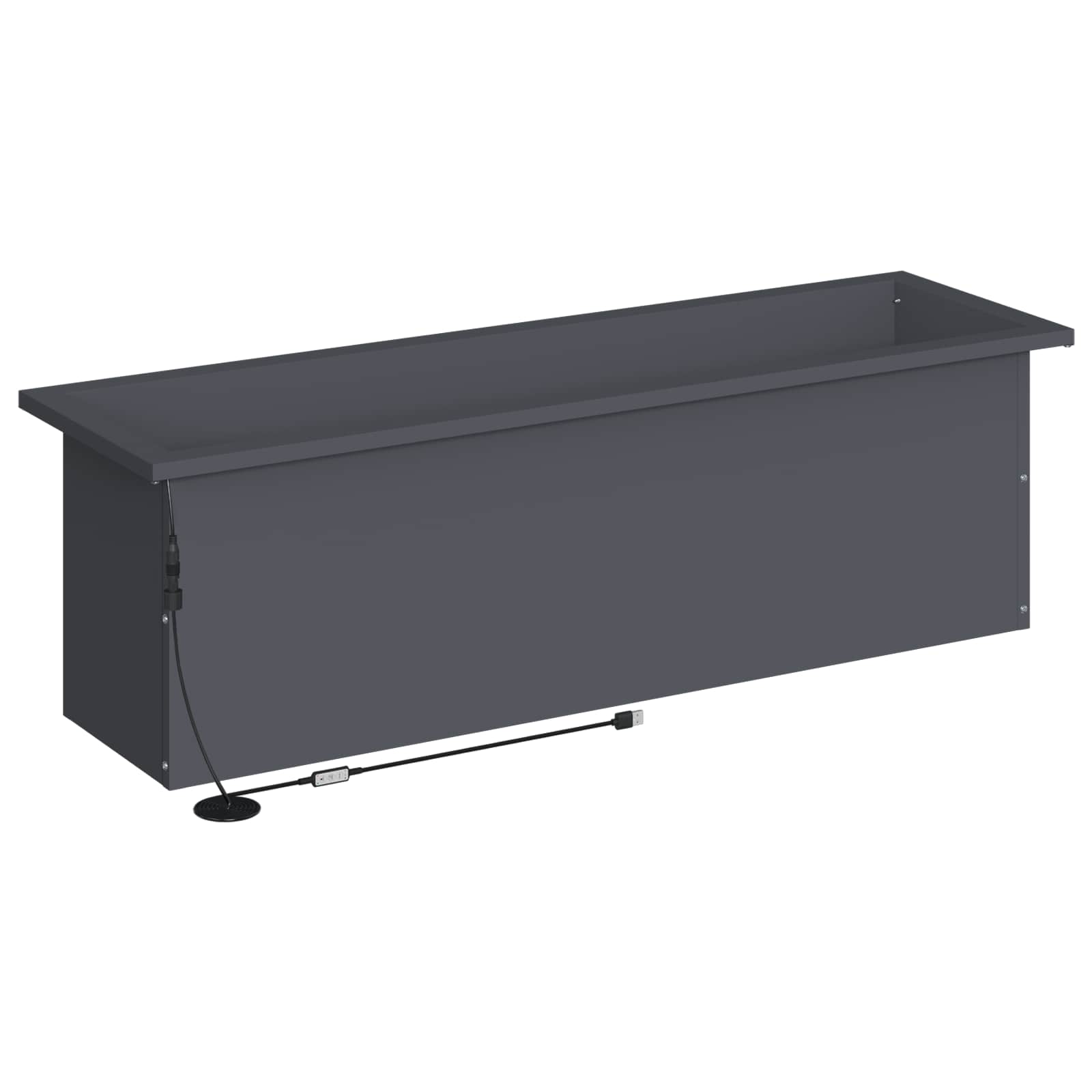 Fioriera da giardino con LED Antracite 30 x 100 x 30 cm Acciaio