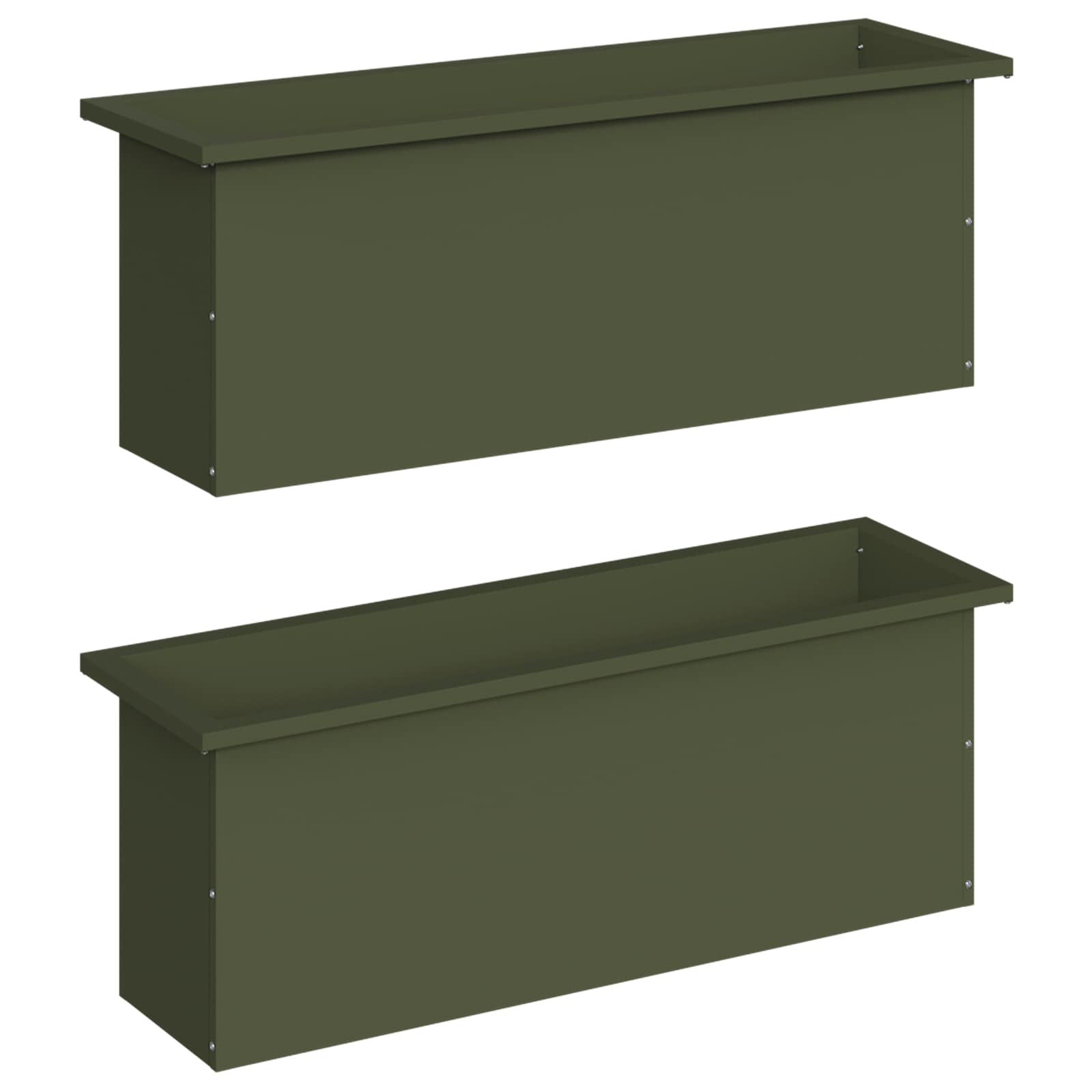 Fioriera da giardino con LED 2 pz Verde Oliva 30 x 100 x 30 cm