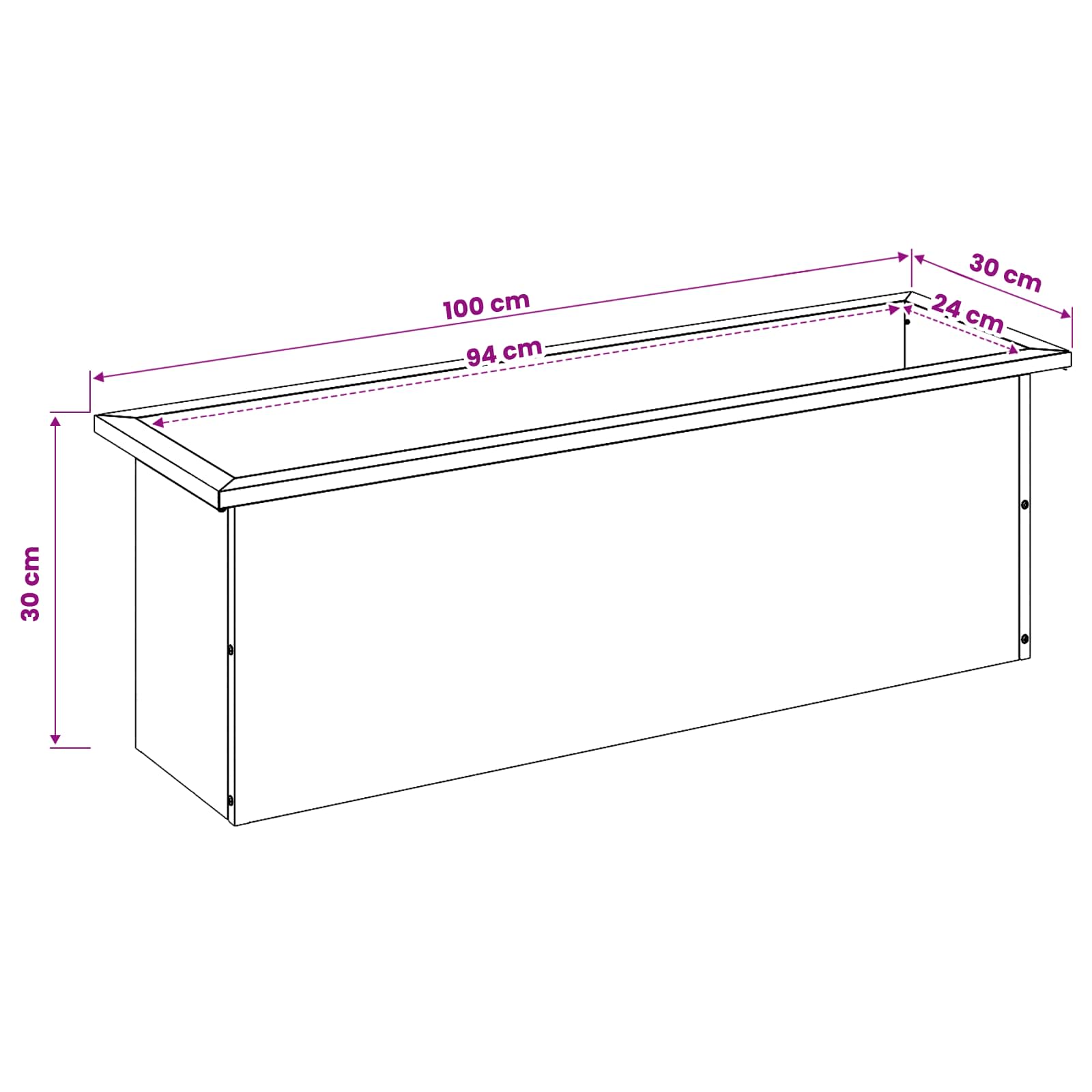 Fioriera da giardino con LED 2 pz Ruggine 30 x 100 x 30 cm