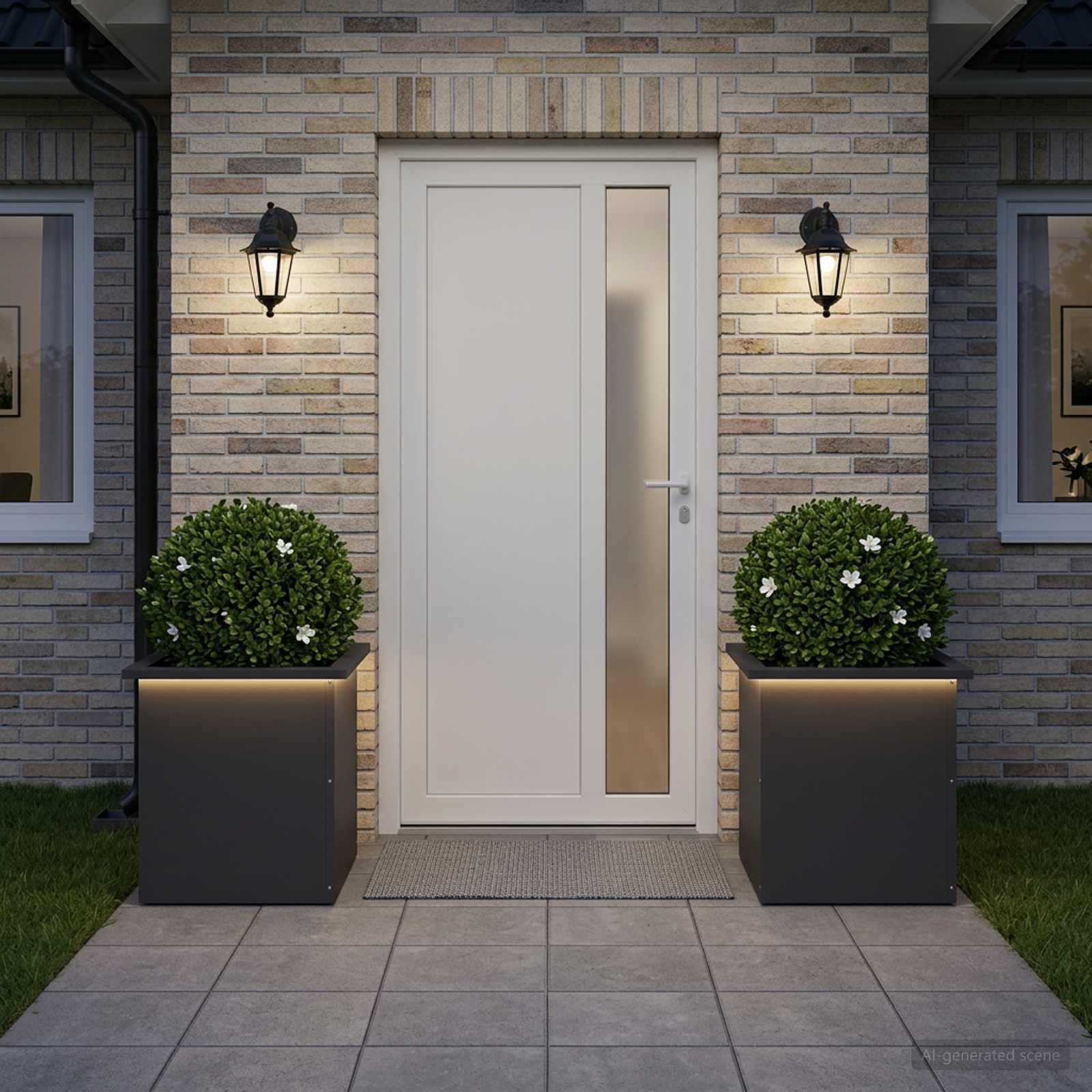 Fioriera da giardino con LED 2 pz Nero 40 x 40 x 40 cm Acciaio