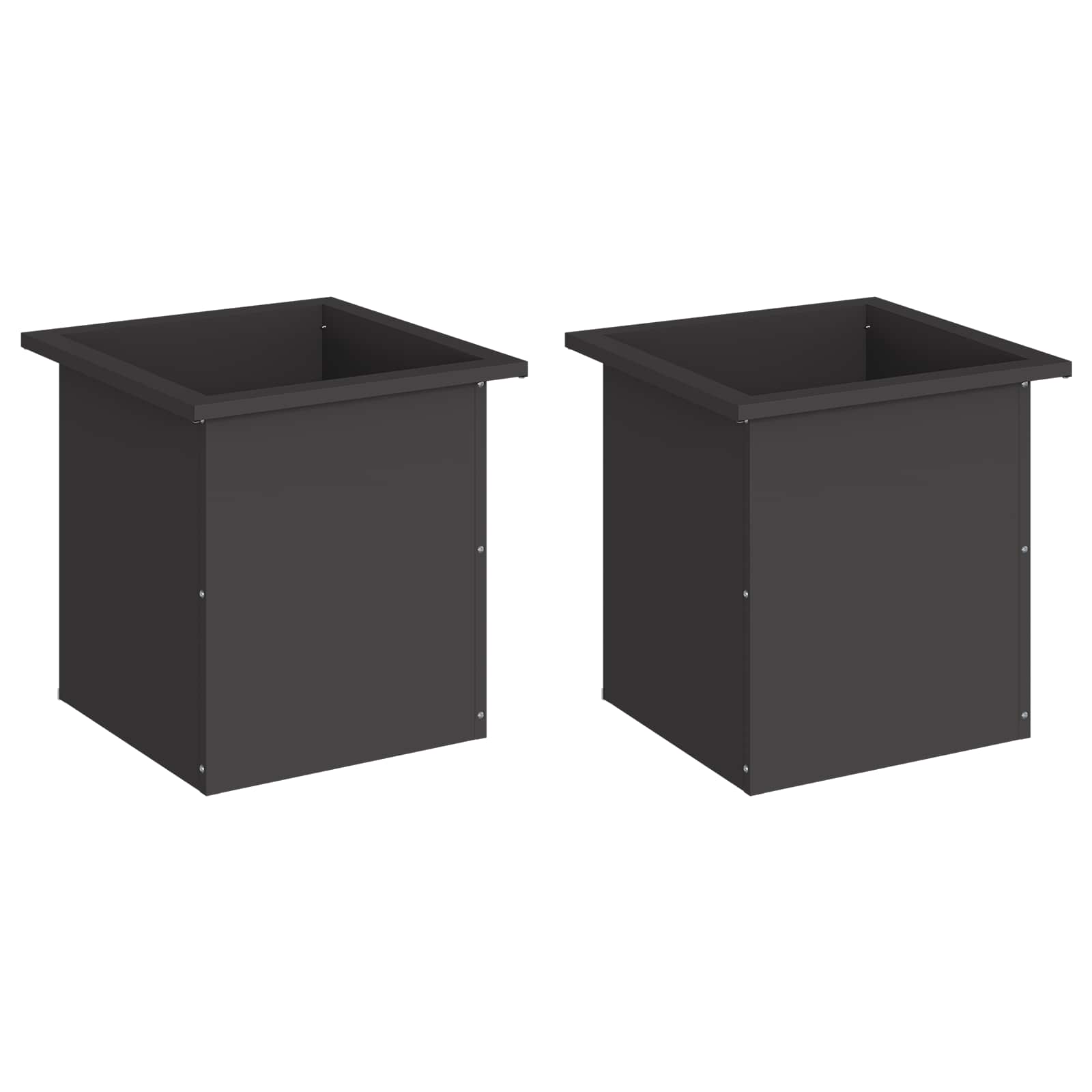 Fioriera da giardino con LED 2 pz Nero 40 x 40 x 40 cm Acciaio