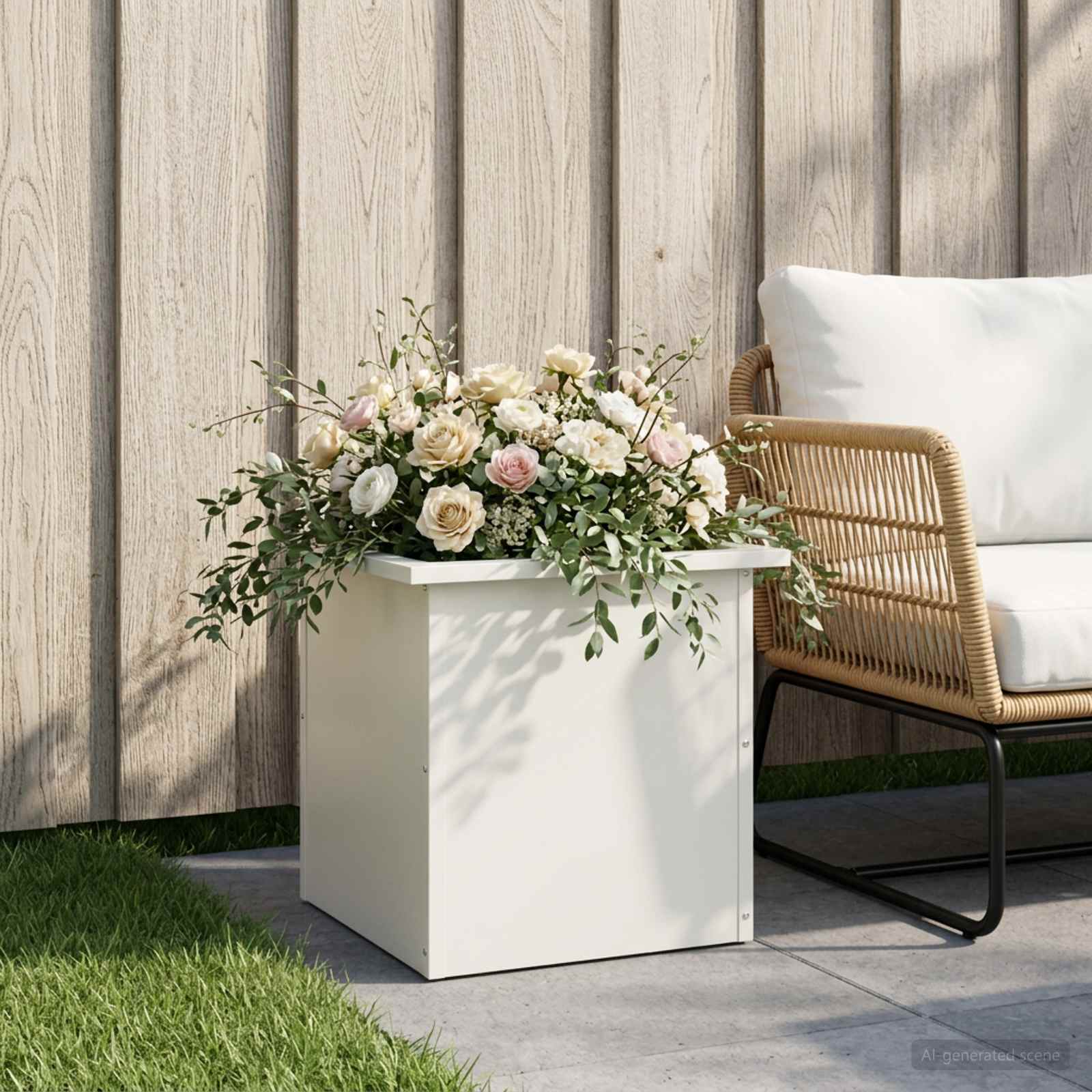 Fioriera da giardino con LED Bianco 40 x 40 x 40 cm Acciaio